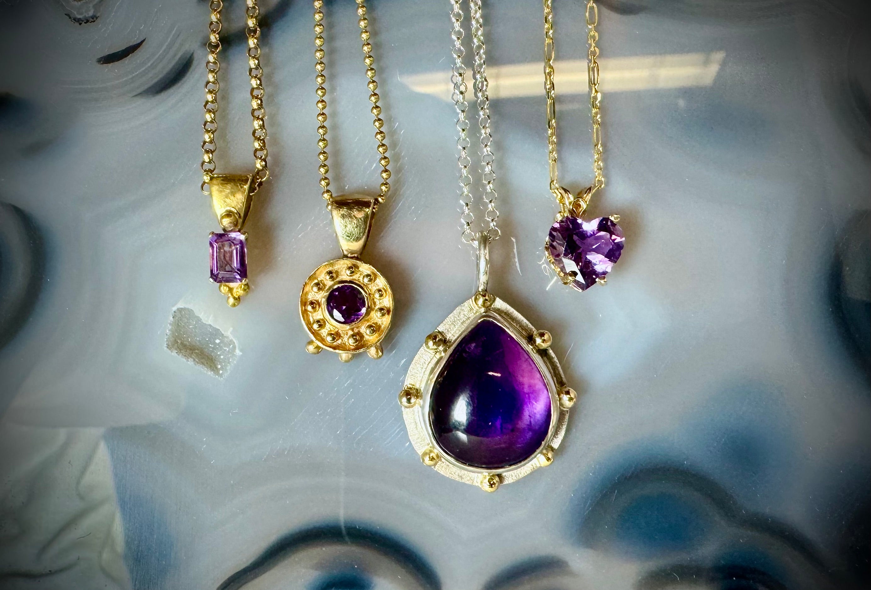 Amethyst Sterling and 18k Pendant