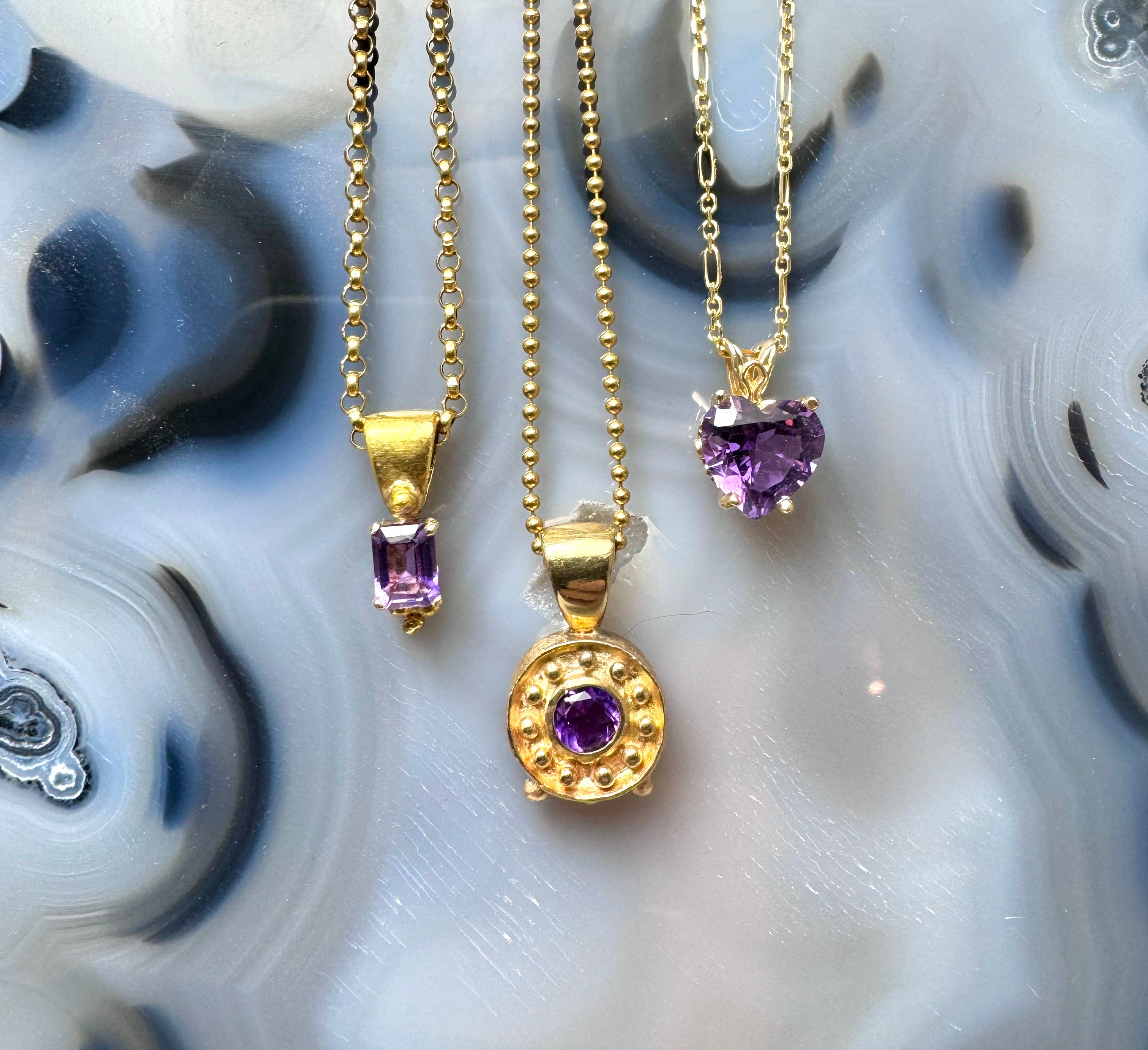 Amethyst Emerald Cut 14k & 18k Pendant