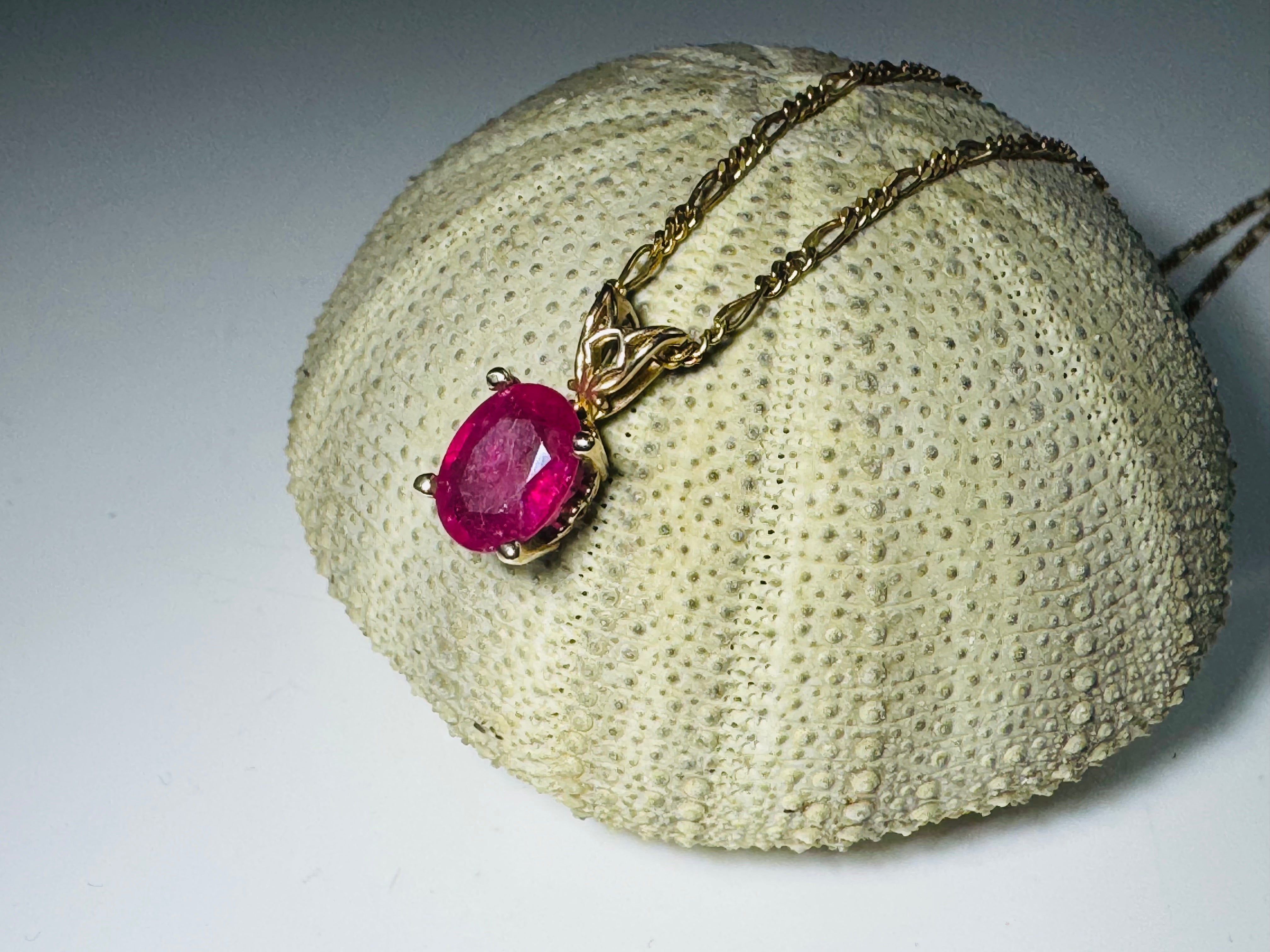 Ruby 6x8 Faceted 14k Pendant
