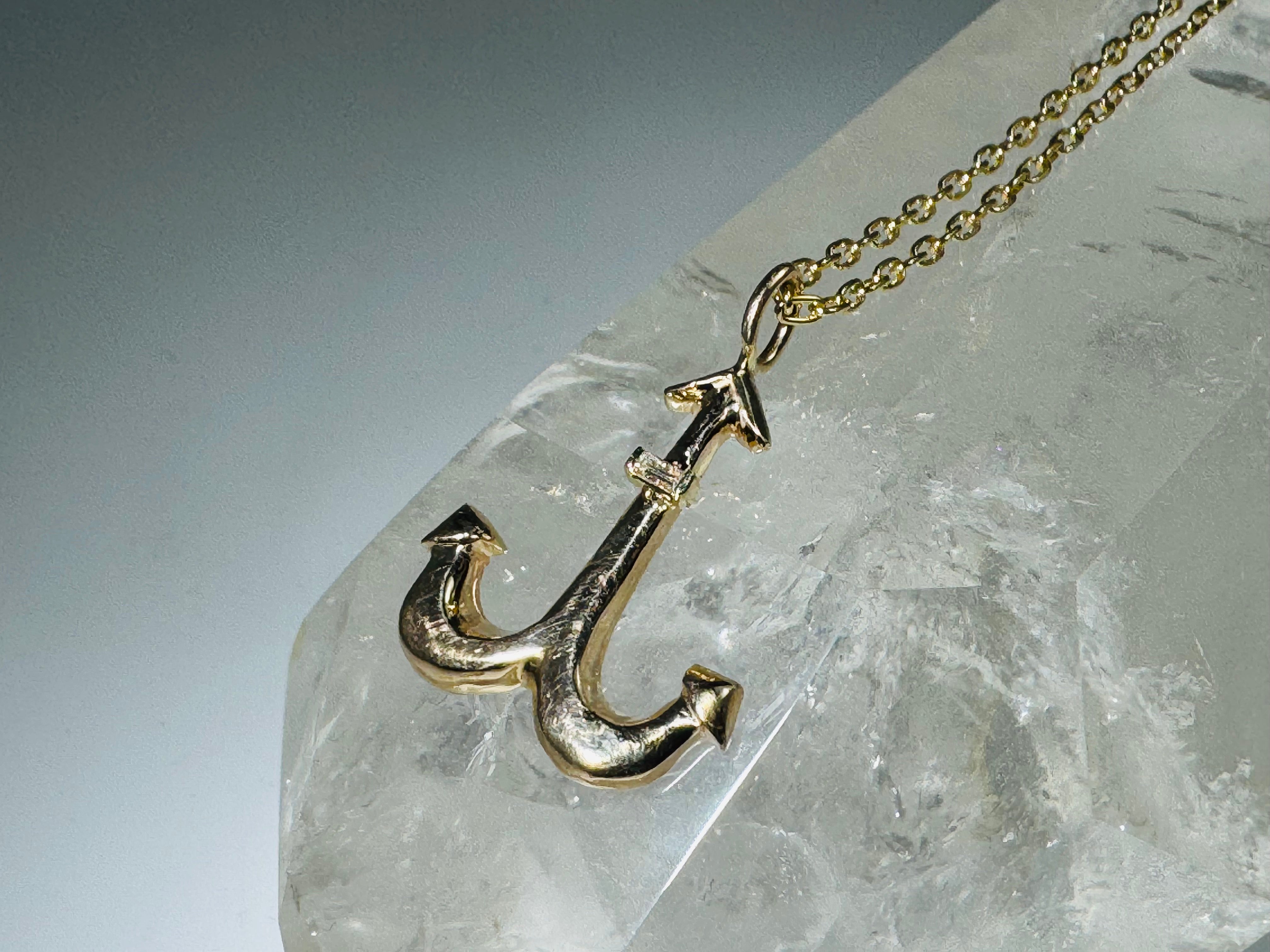 Diamond Anchor 14k Pendant