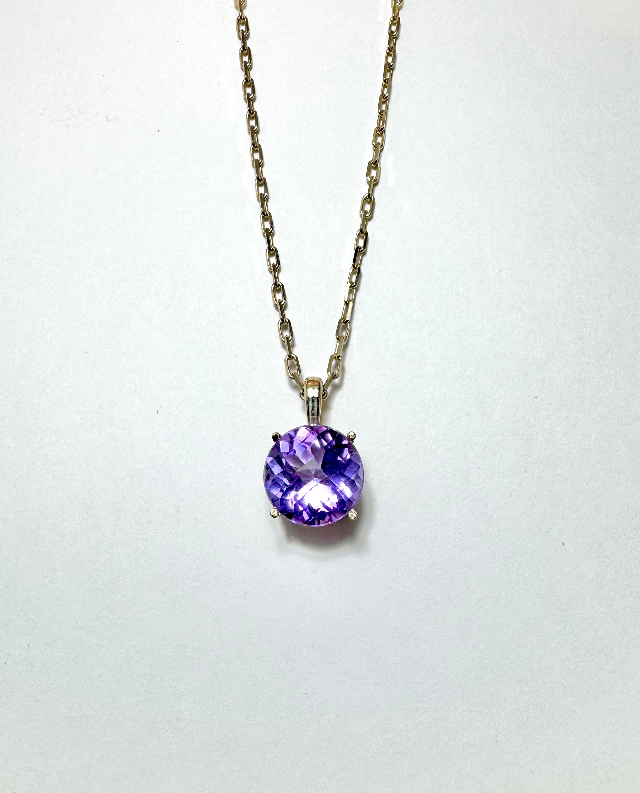 Amethyst 14k Round Pendant