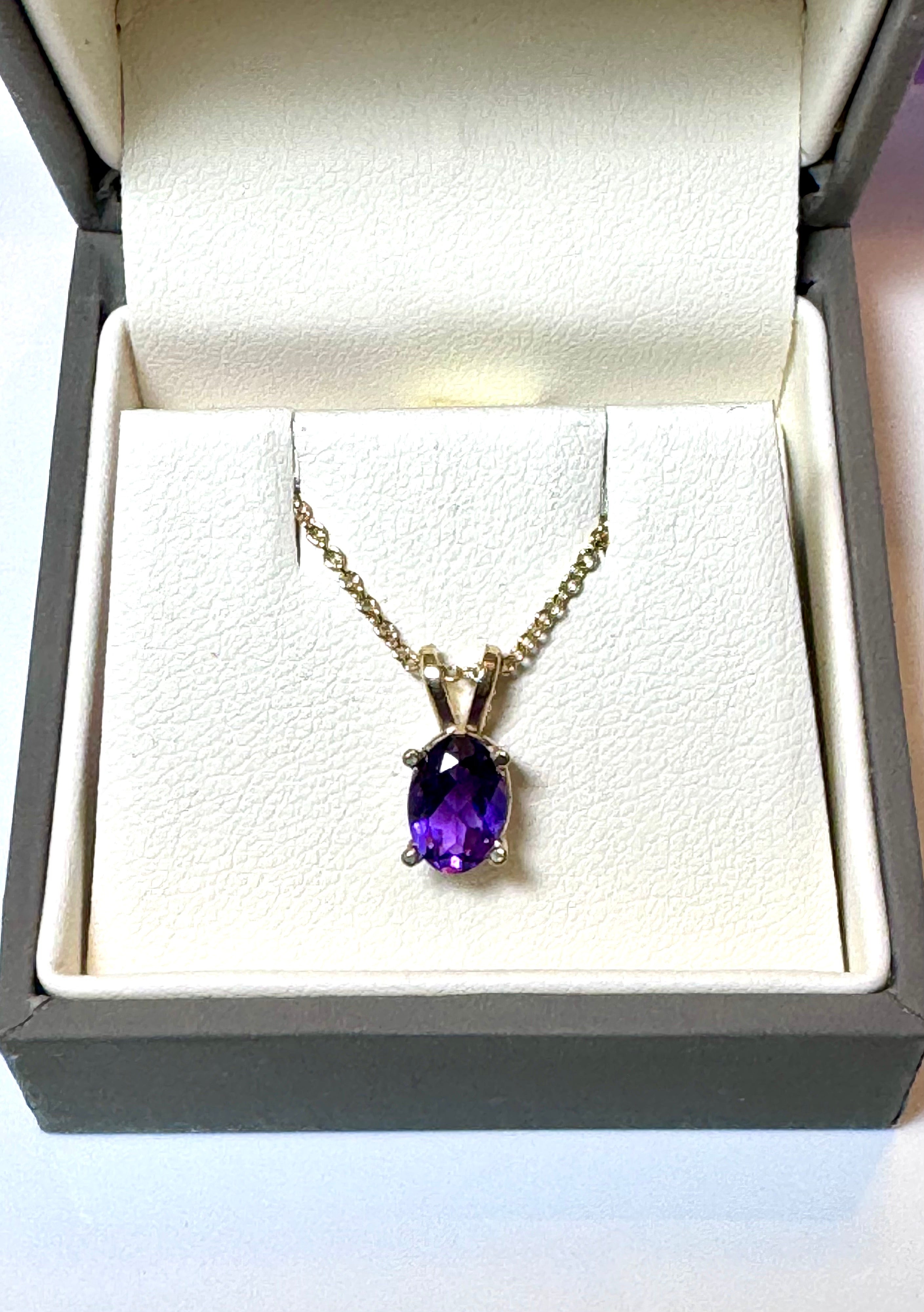 Amethyst Faceted Oval 14k Pendant