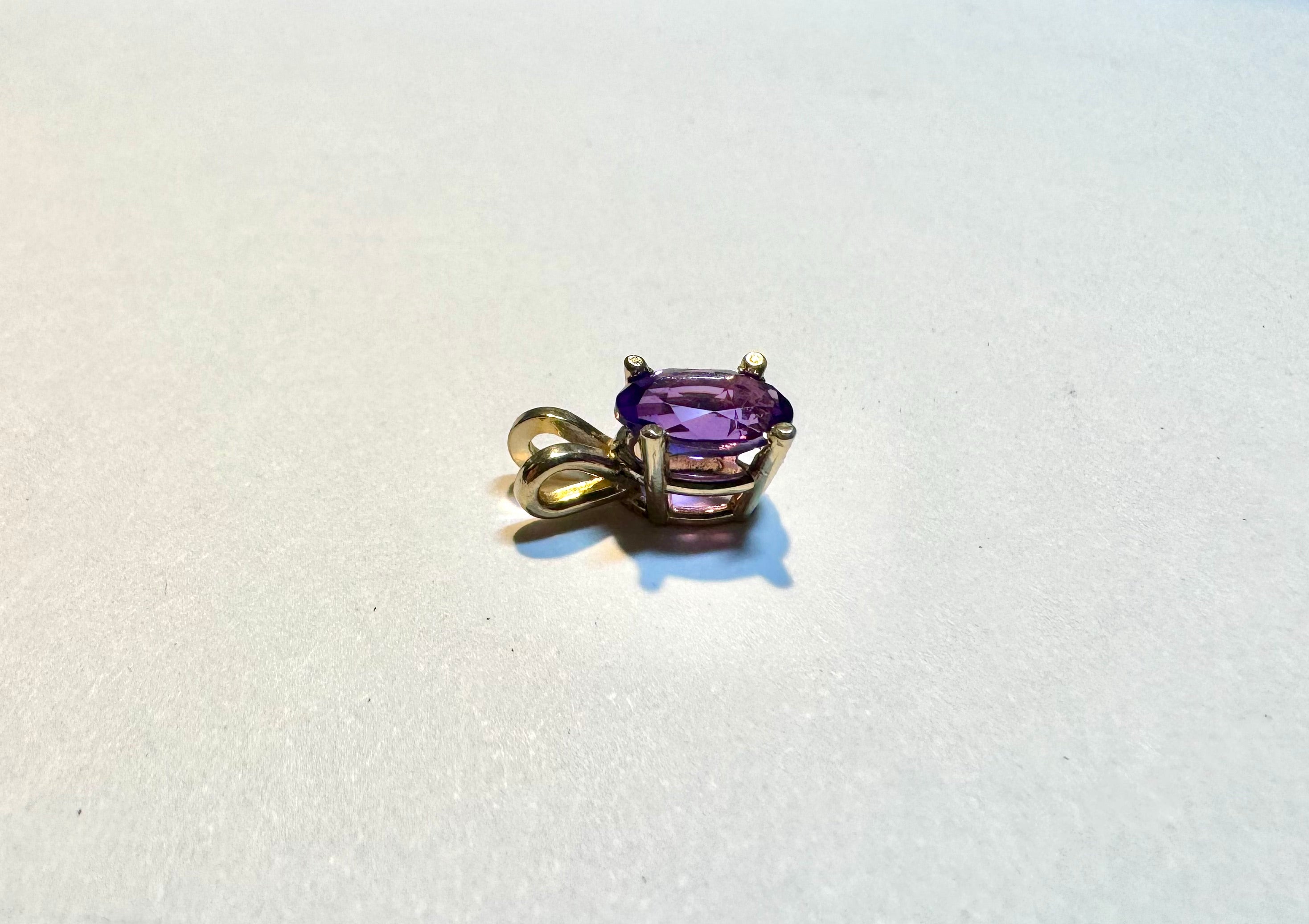 Amethyst Faceted Oval 14k Pendant