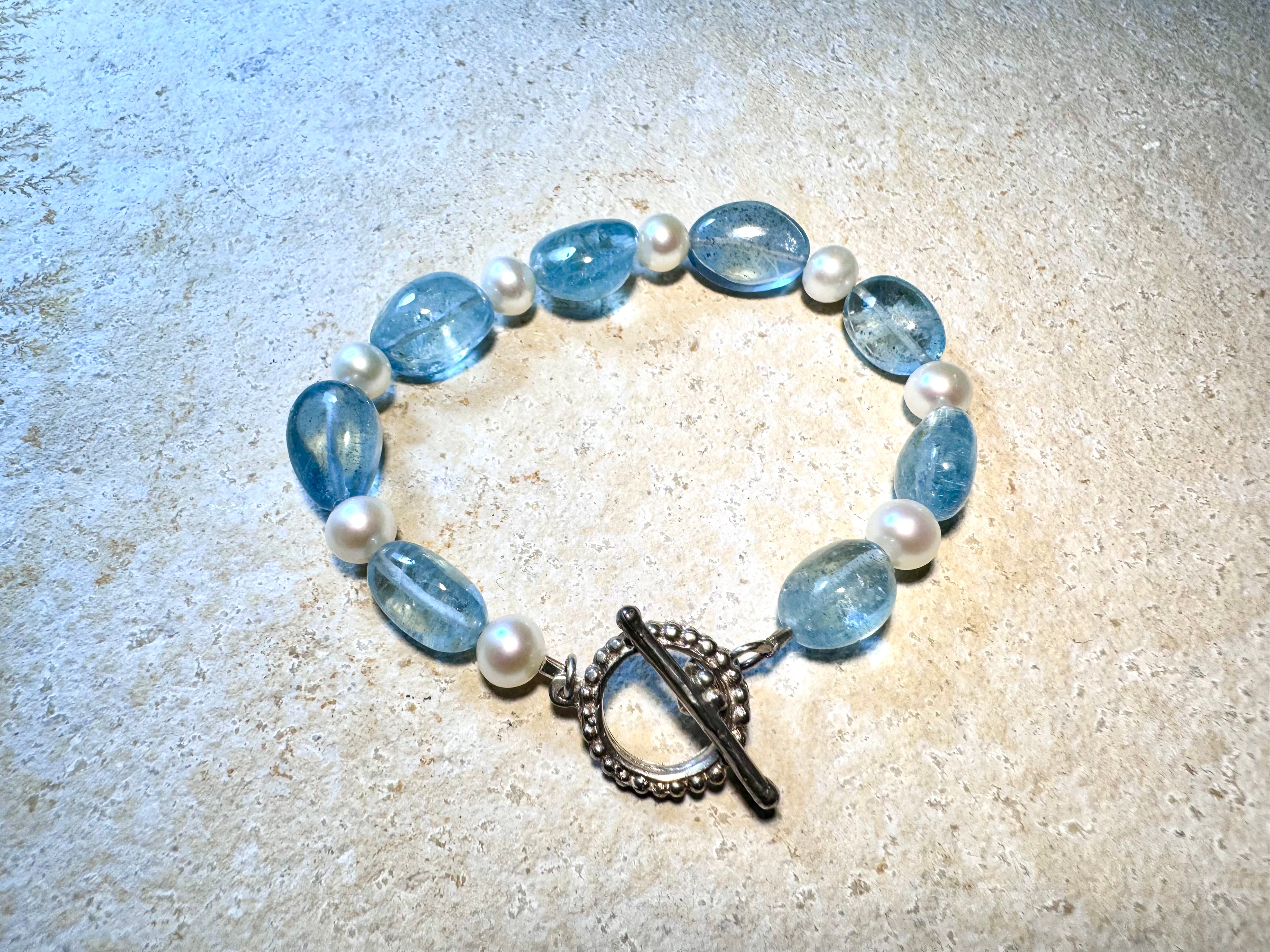 Aquamarine Pearl Bracelet