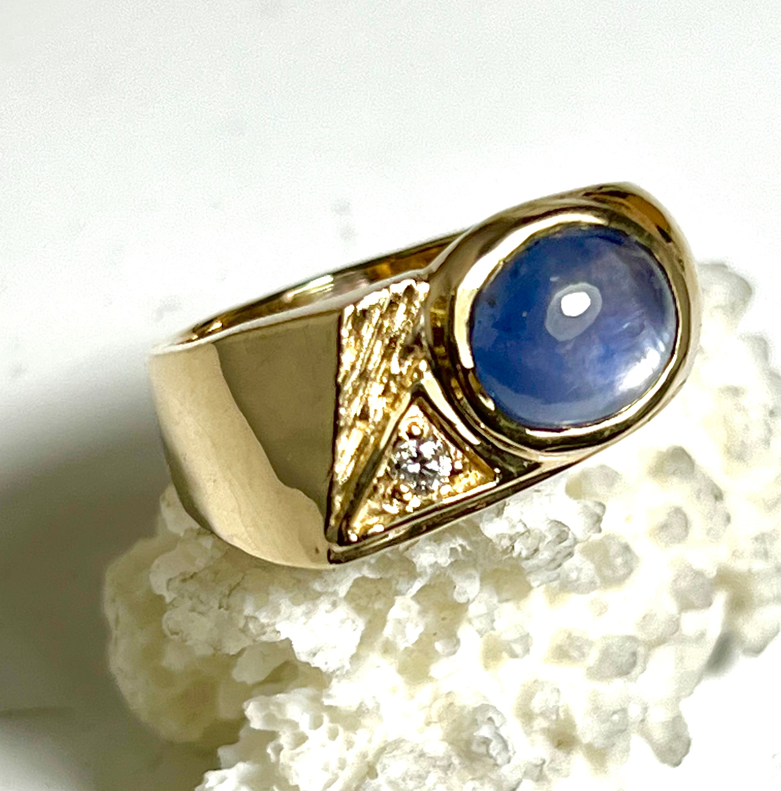 Star Sapphire Diamond Men’s 14k Ring