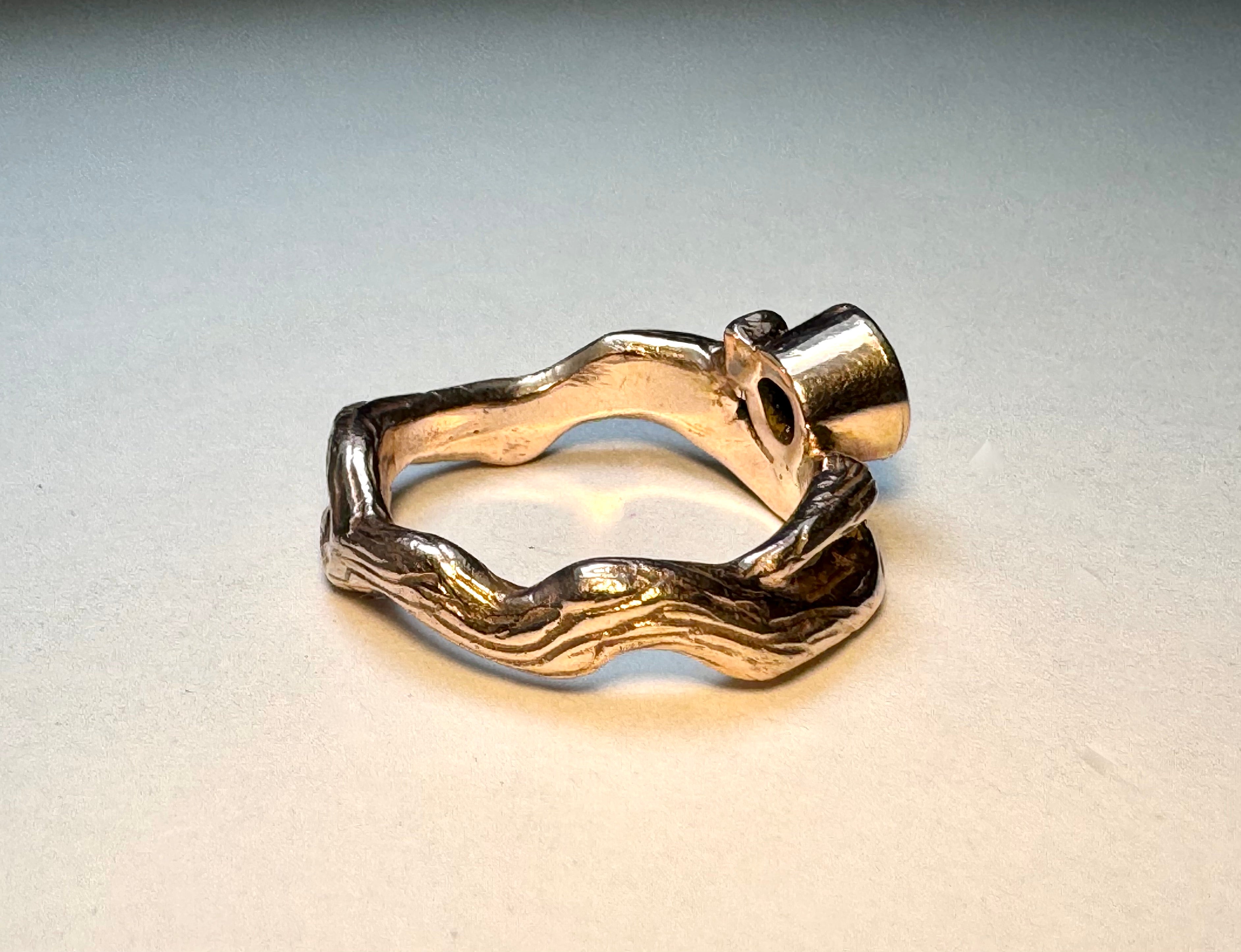 Diamond Bark Rose Gold Ring