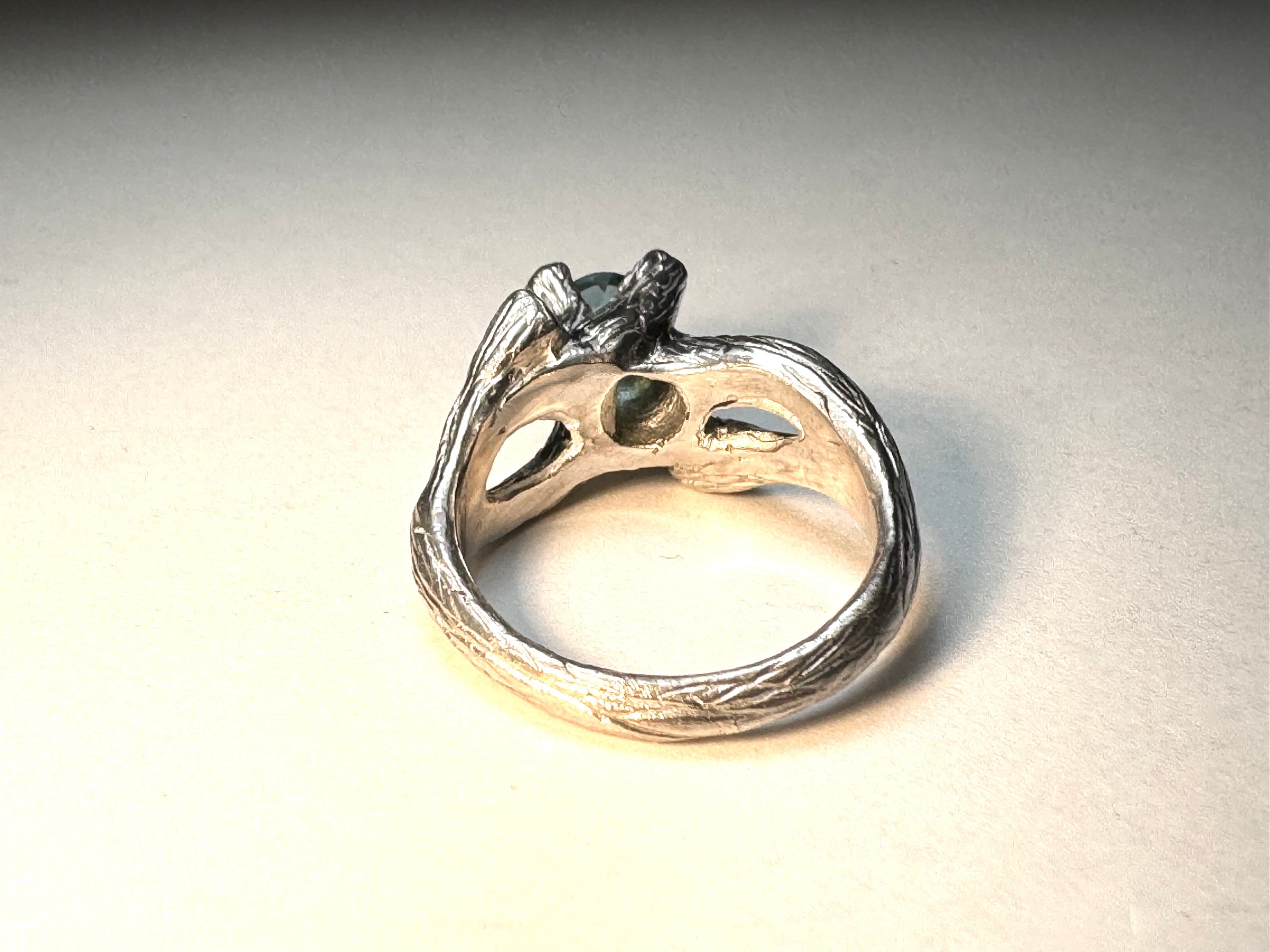 Mint Green Tourmaline Bark Sterling Ring