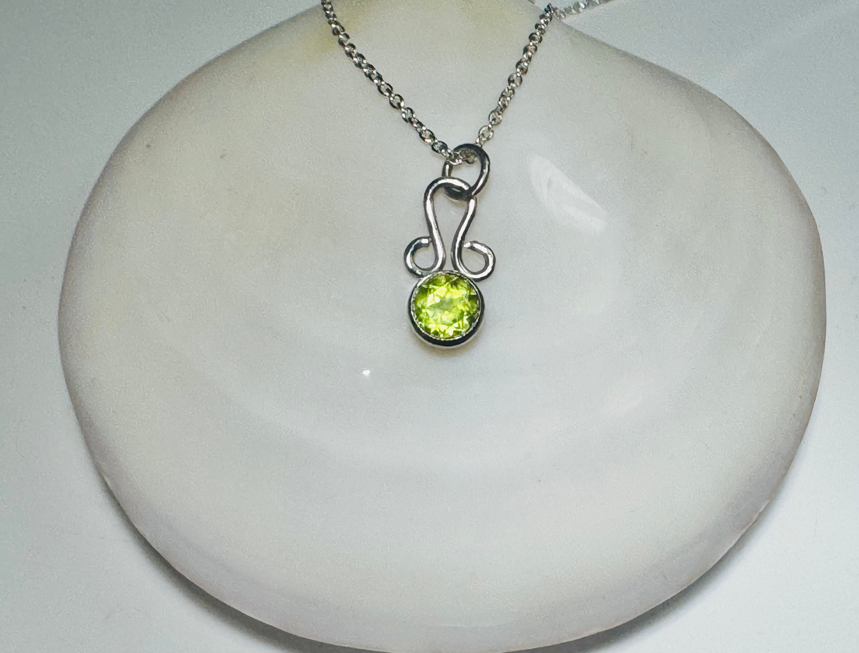 Peridot Swirl Sterling Pendant