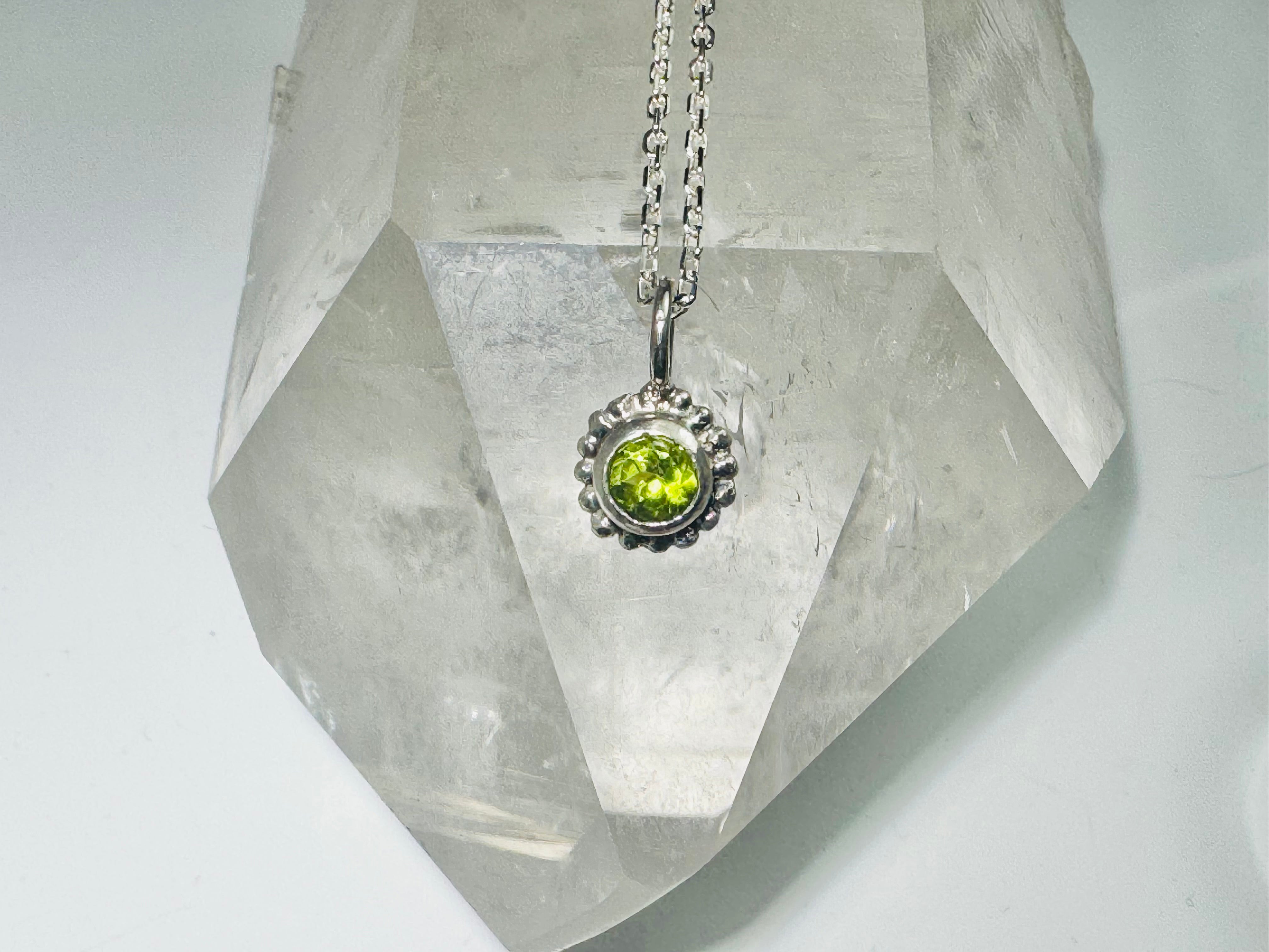 Peridot Beaded Bezel Sterling Pendant