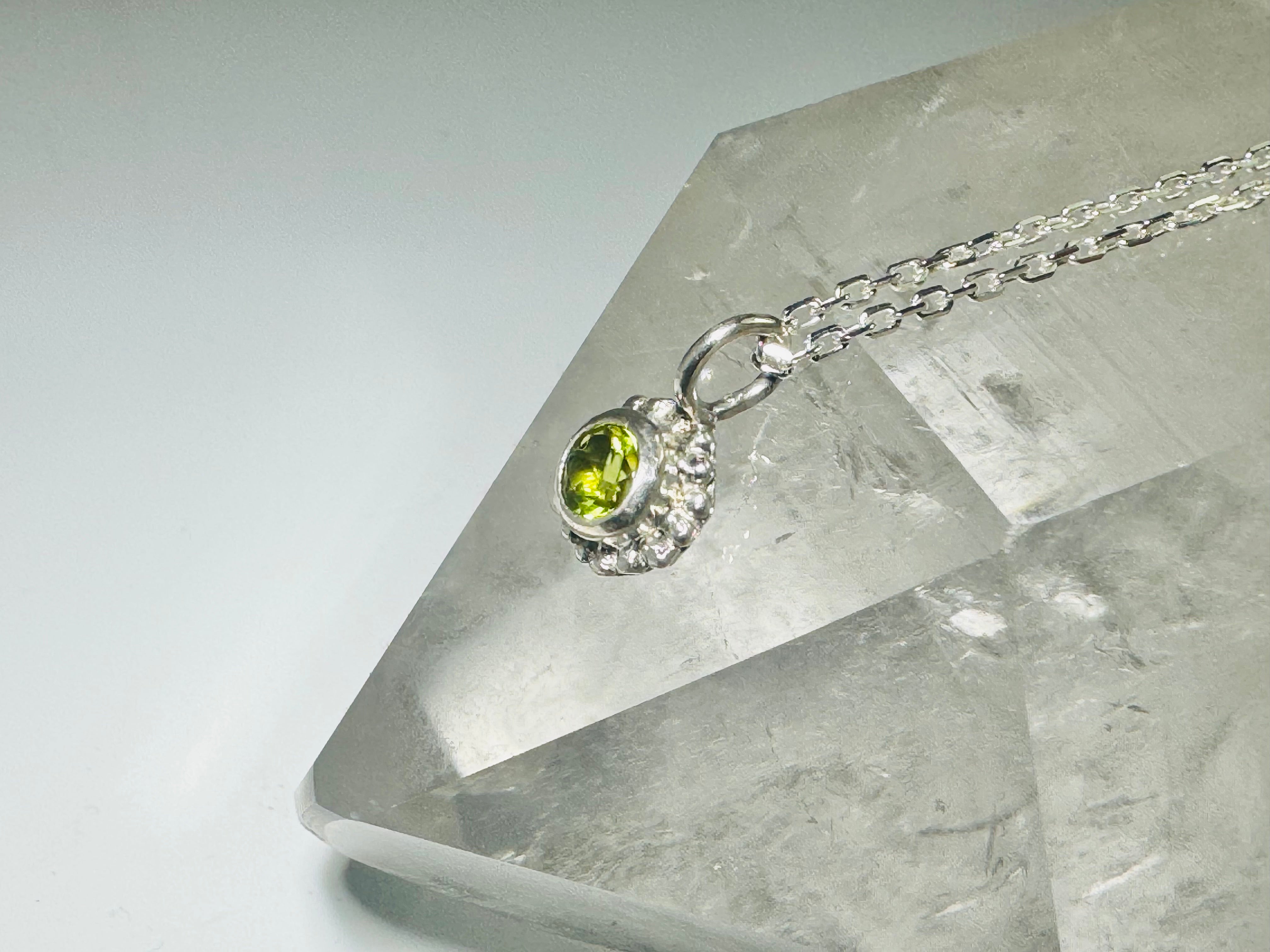 Peridot Beaded Bezel Sterling Pendant