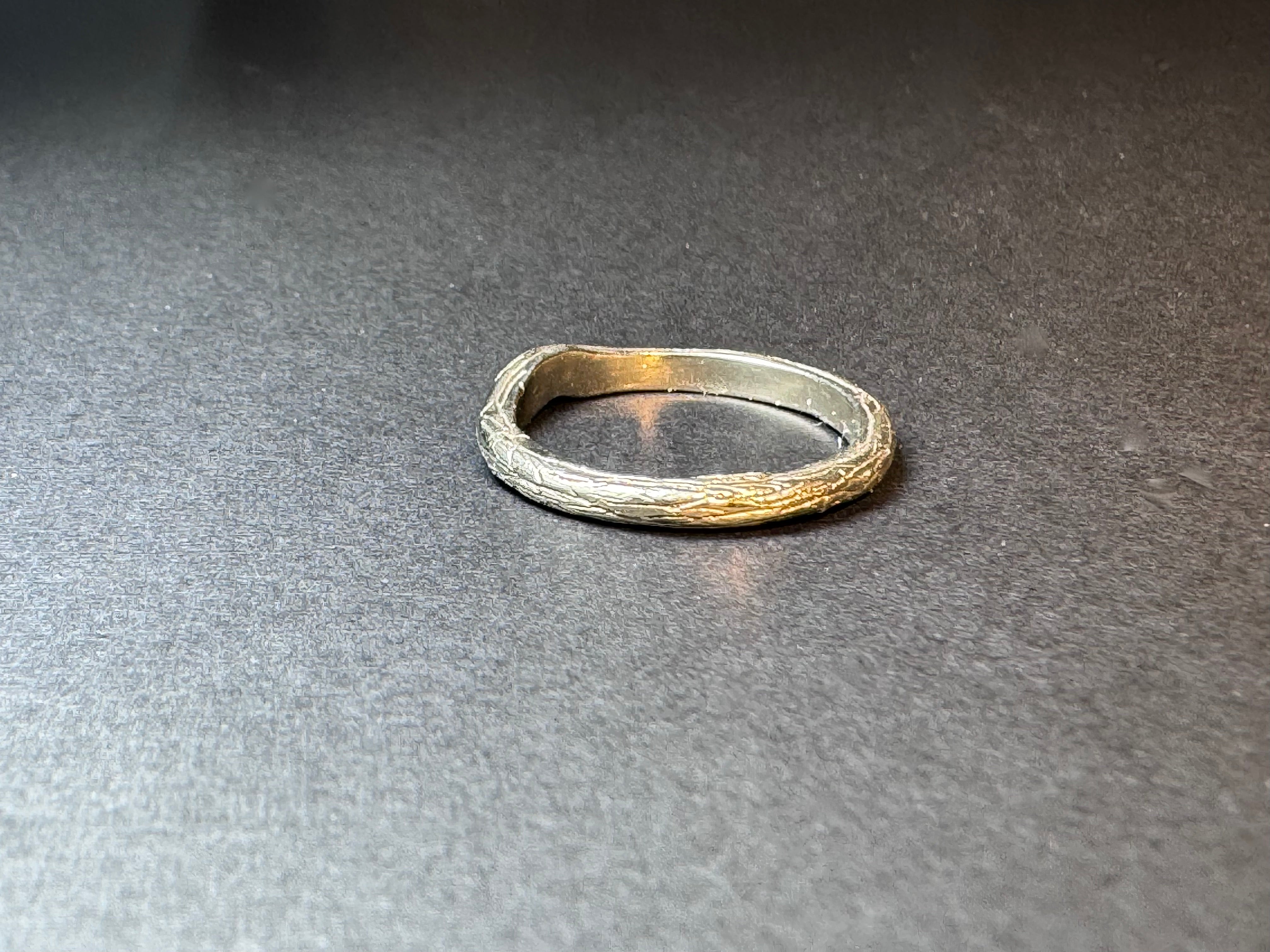 Bark Band 14K White Gold