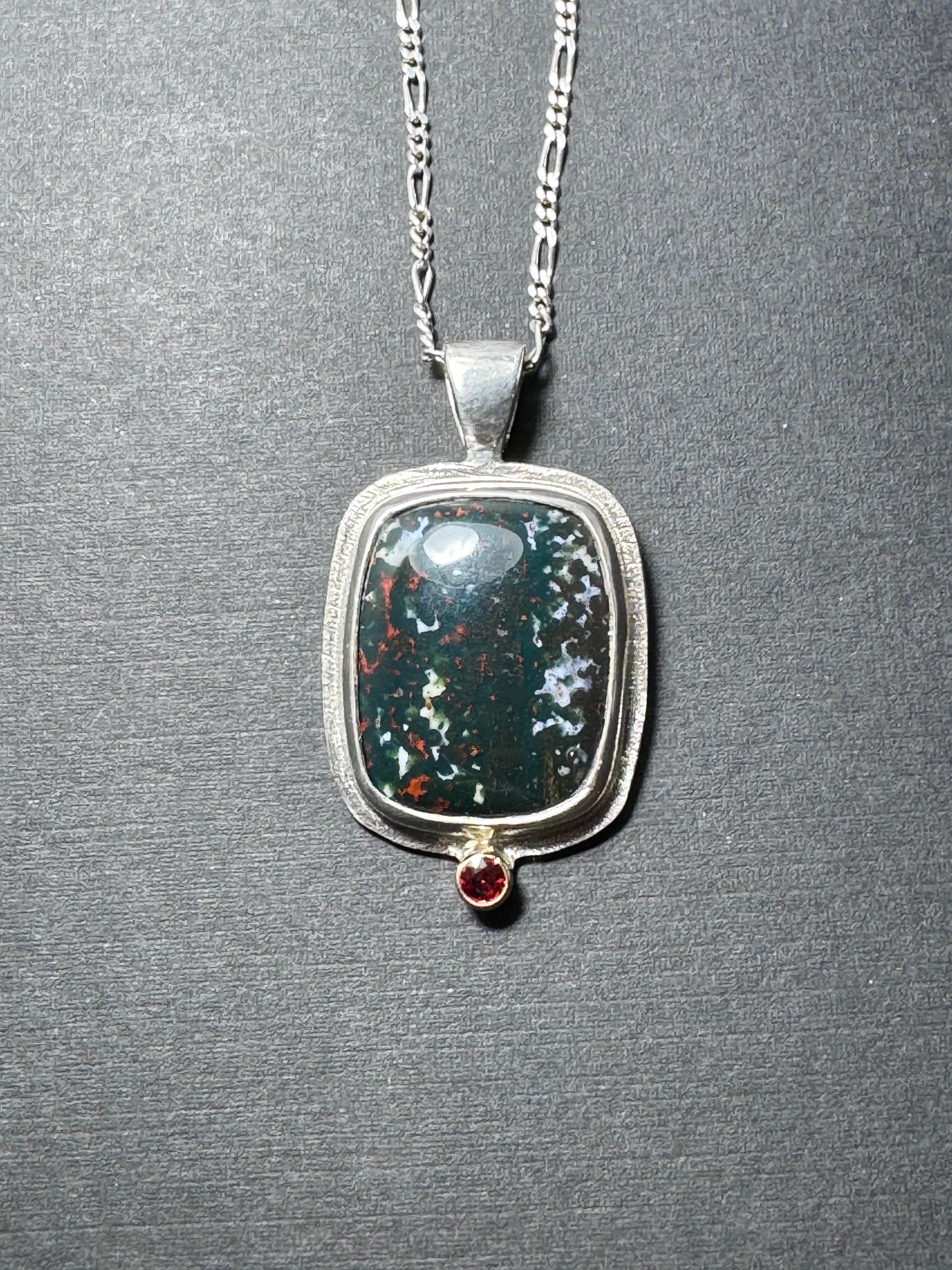 Bloodstone & Sapphire Pendant