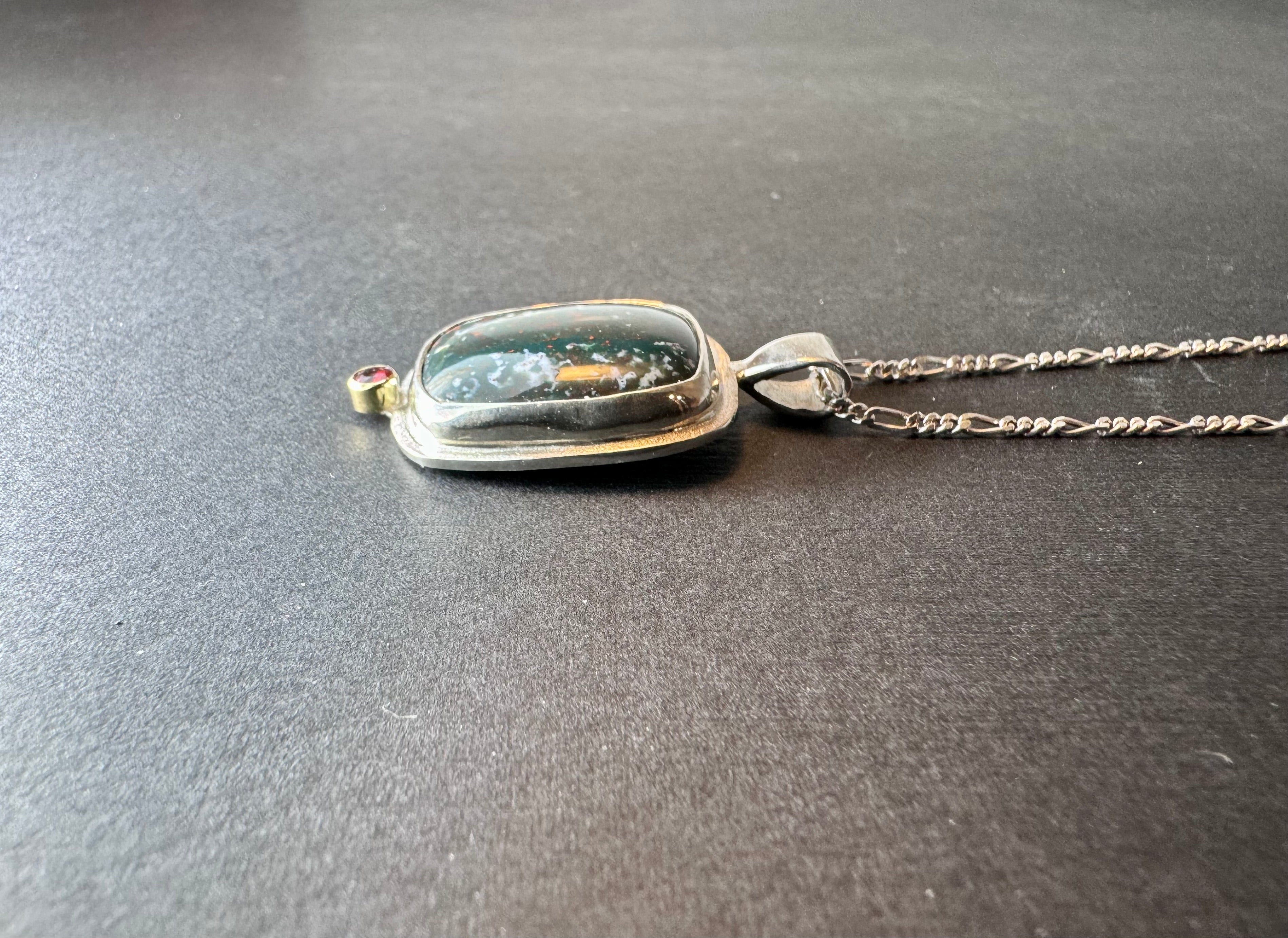 Bloodstone & Sapphire Pendant