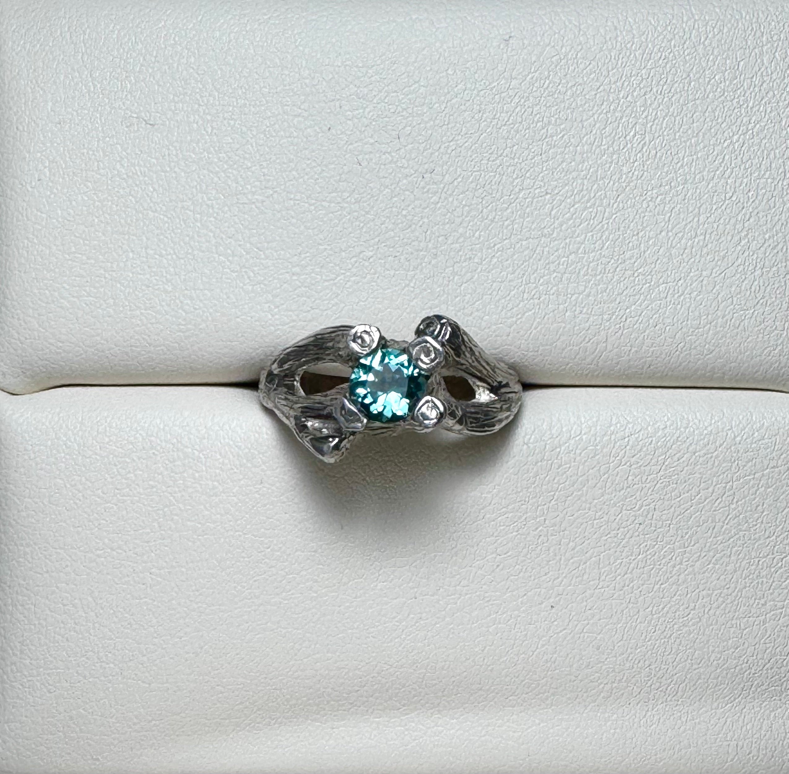 Mint Green Tourmaline Bark Sterling Ring