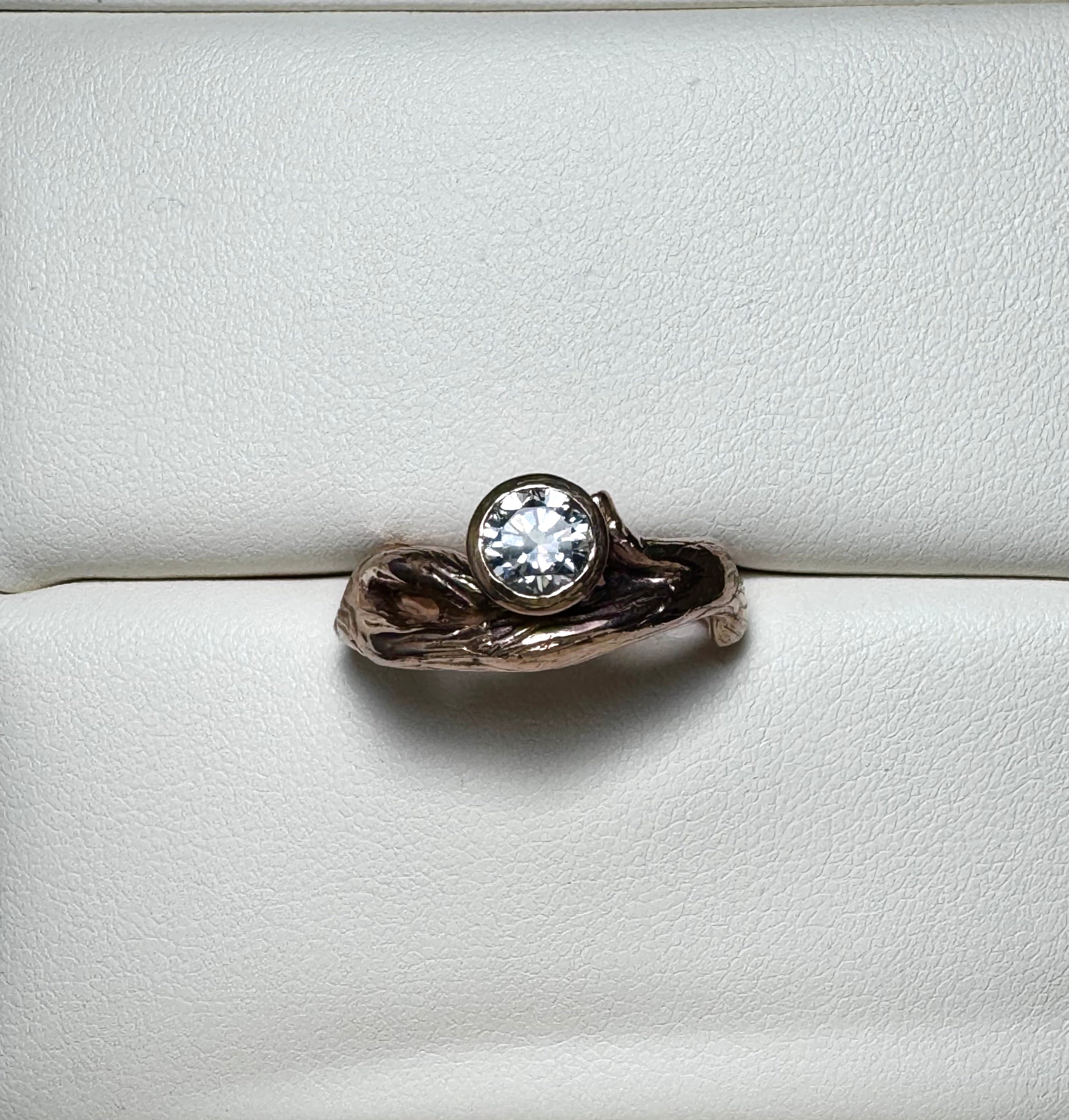 Diamond Bark Rose Gold Ring