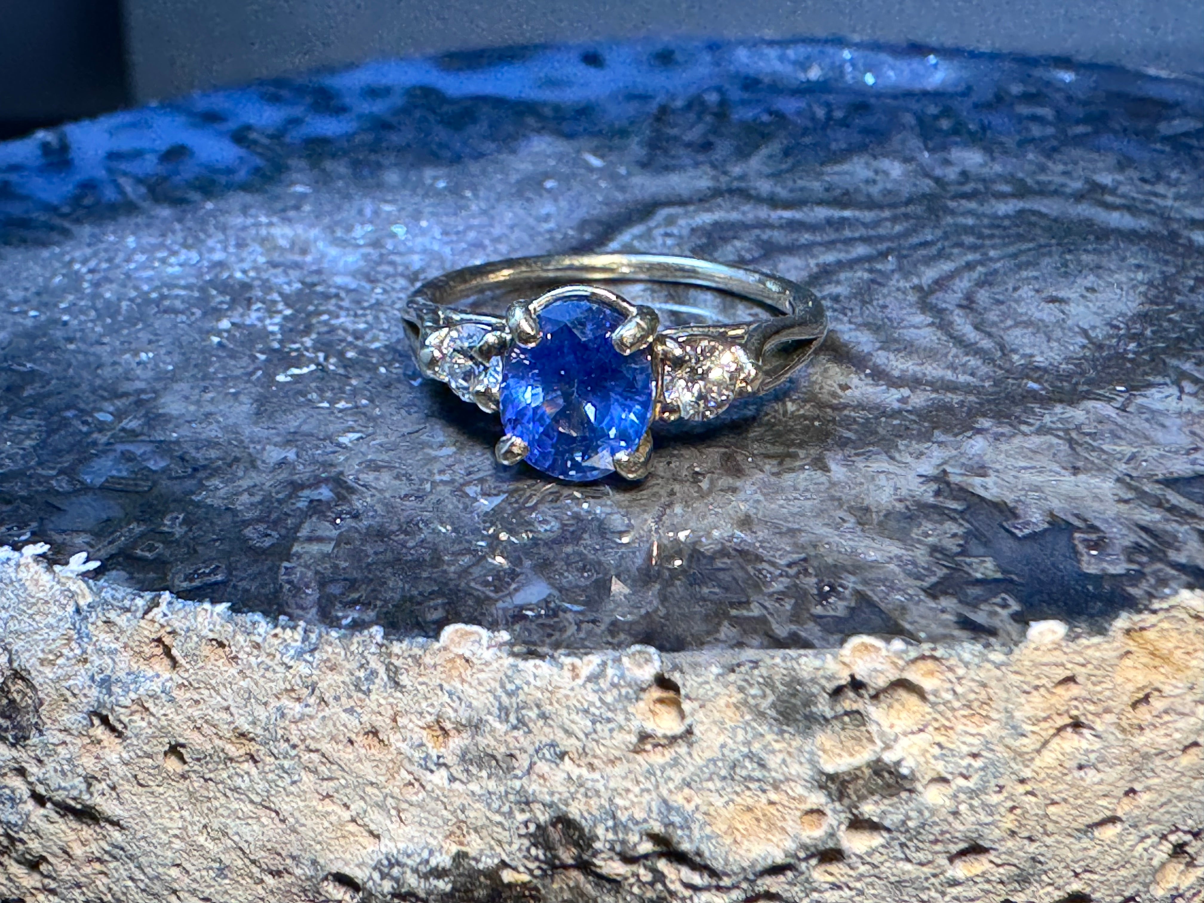 Sapphire and Diamond 14 Yellow Ring