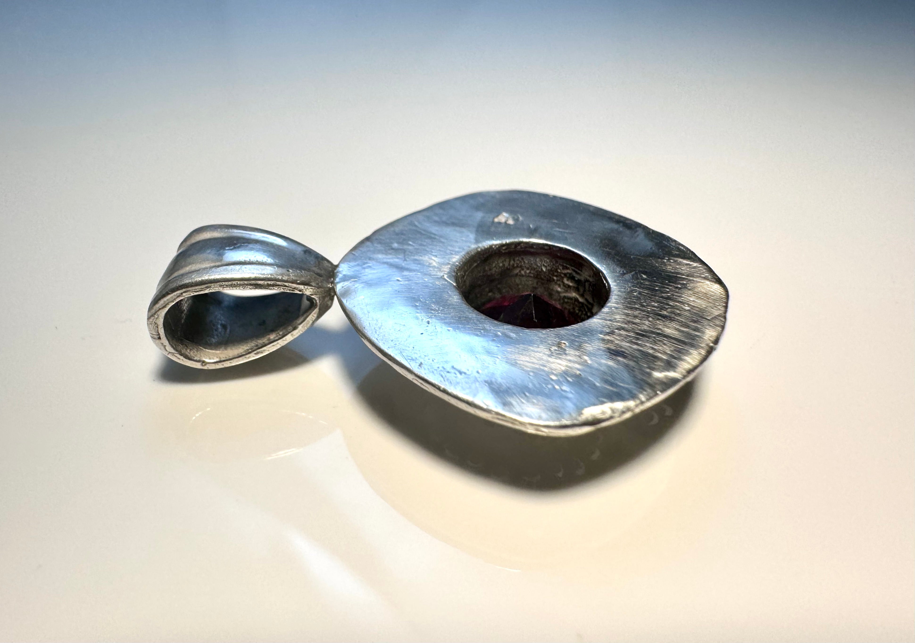 Garnet Beaded Sterling Pendant