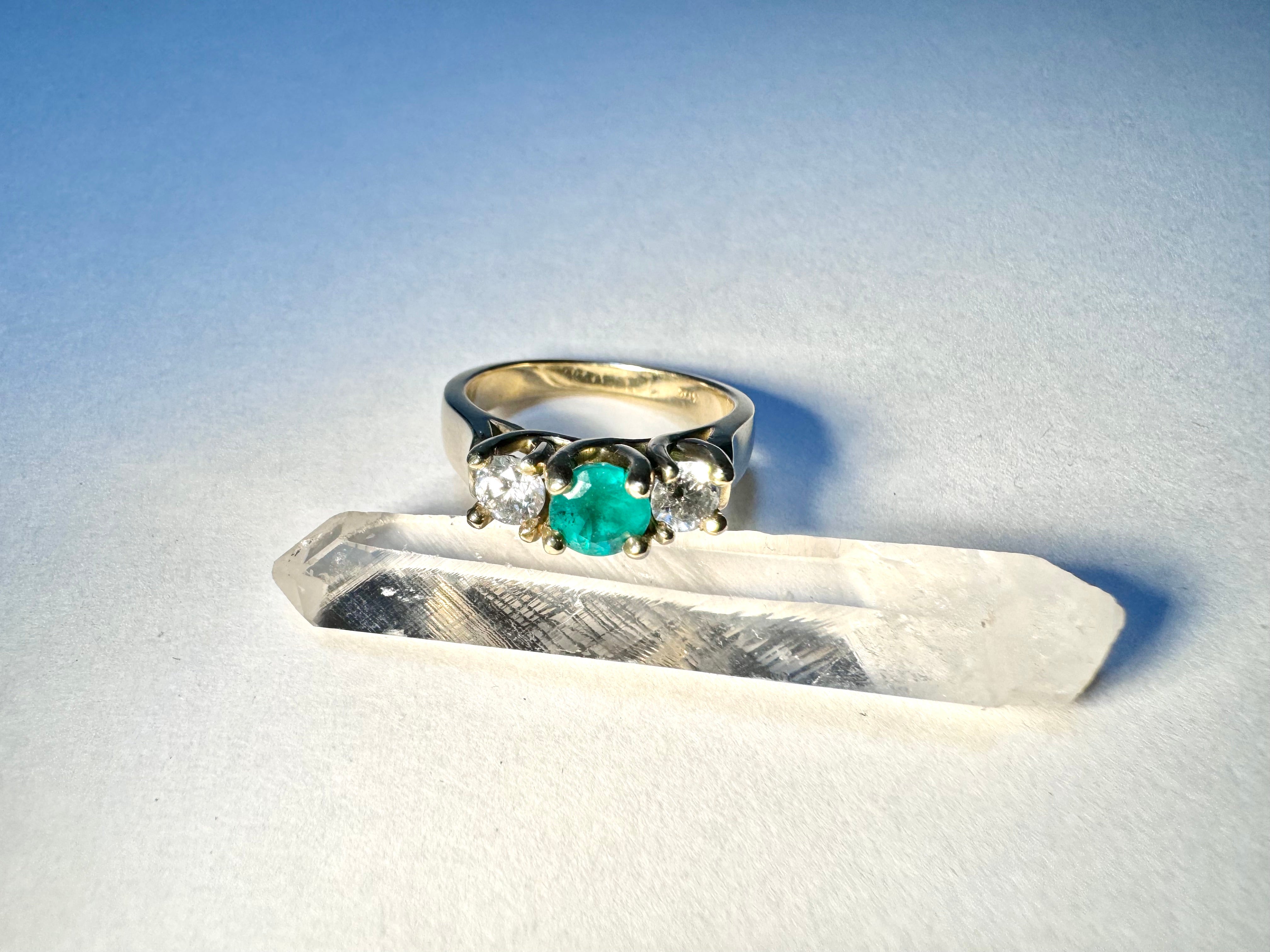 Emerald and Diamond 14k Ring