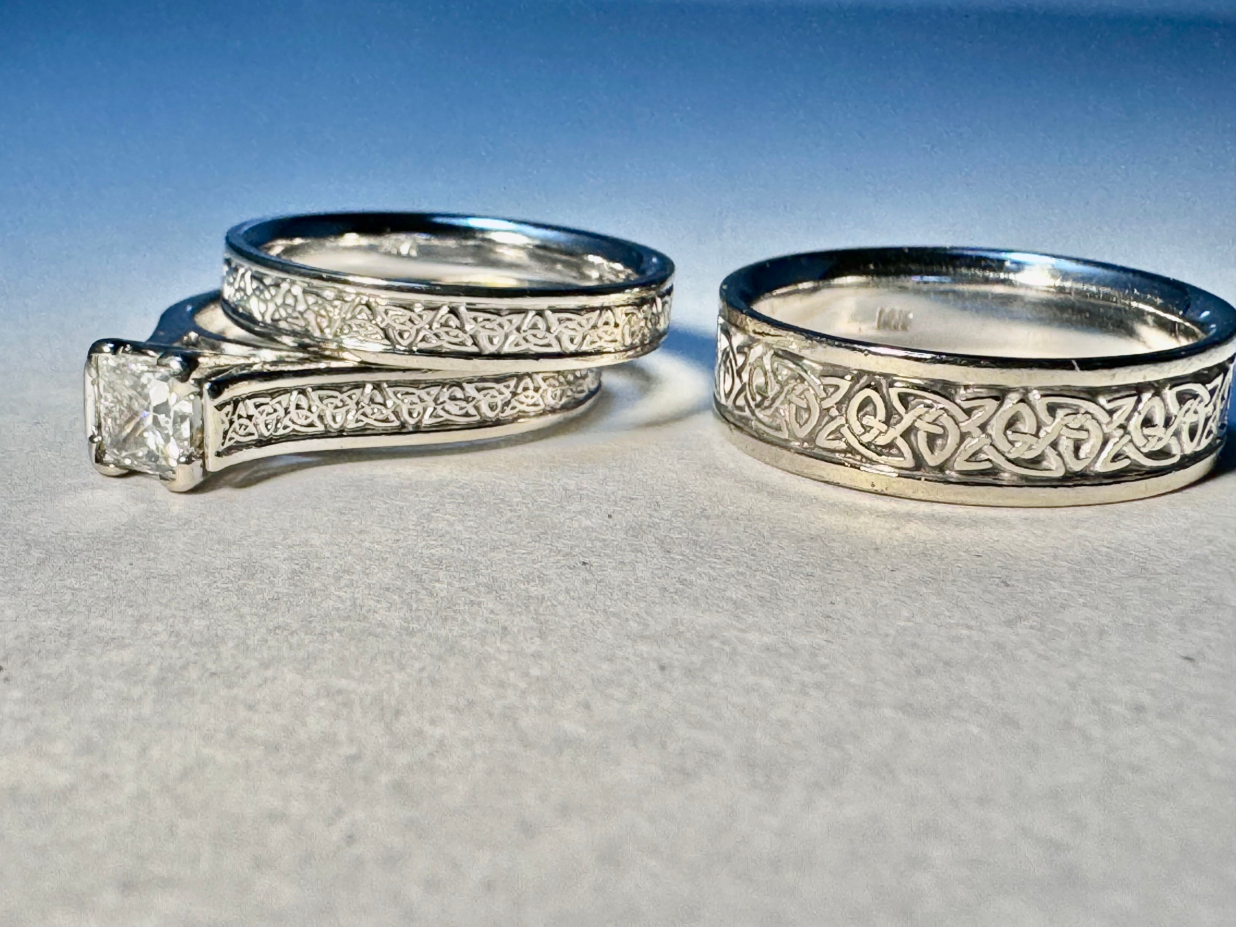 Diamond Princess Cut Celtic Bridal Set