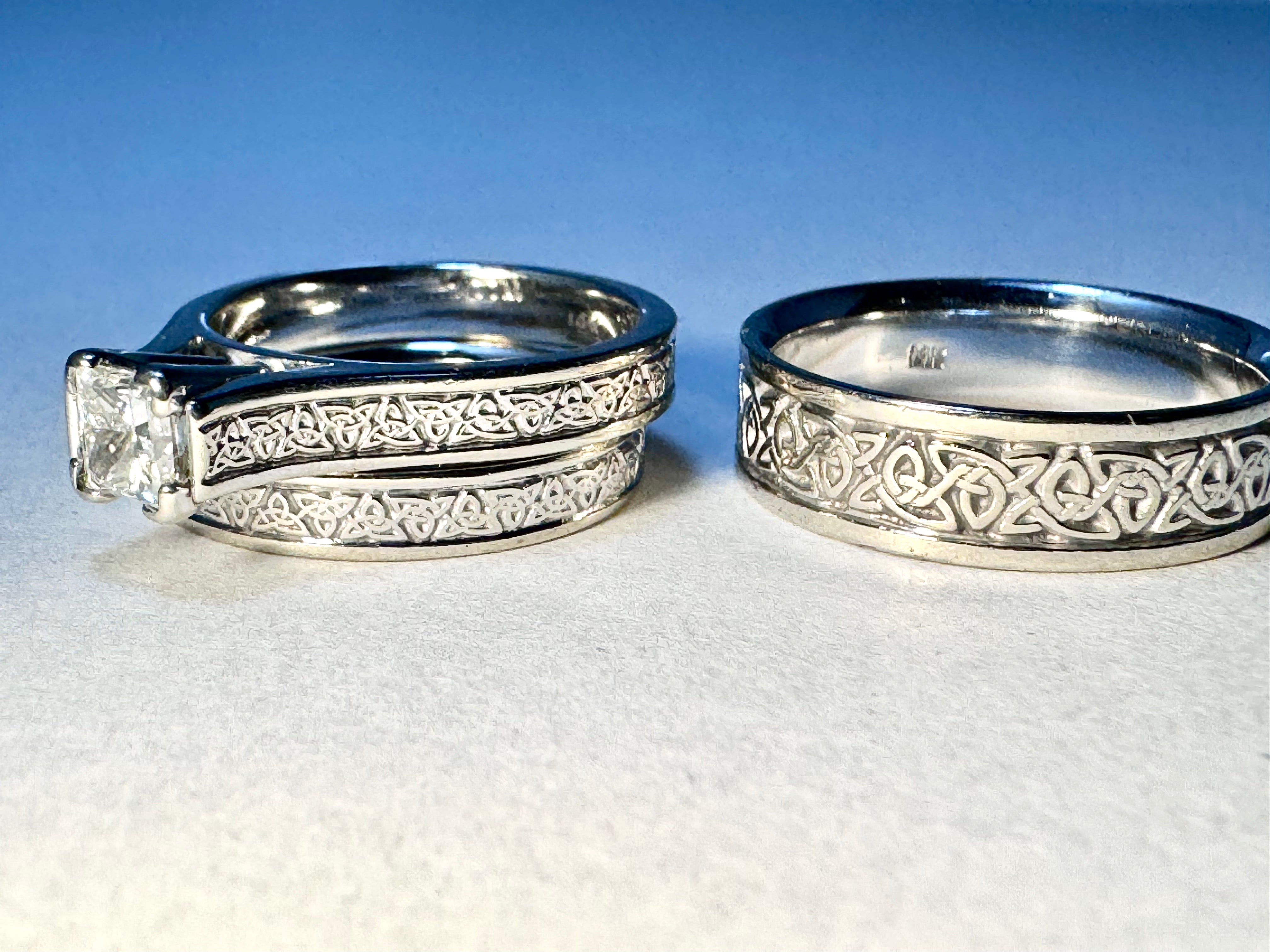 Diamond Princess Cut Celtic Bridal Set