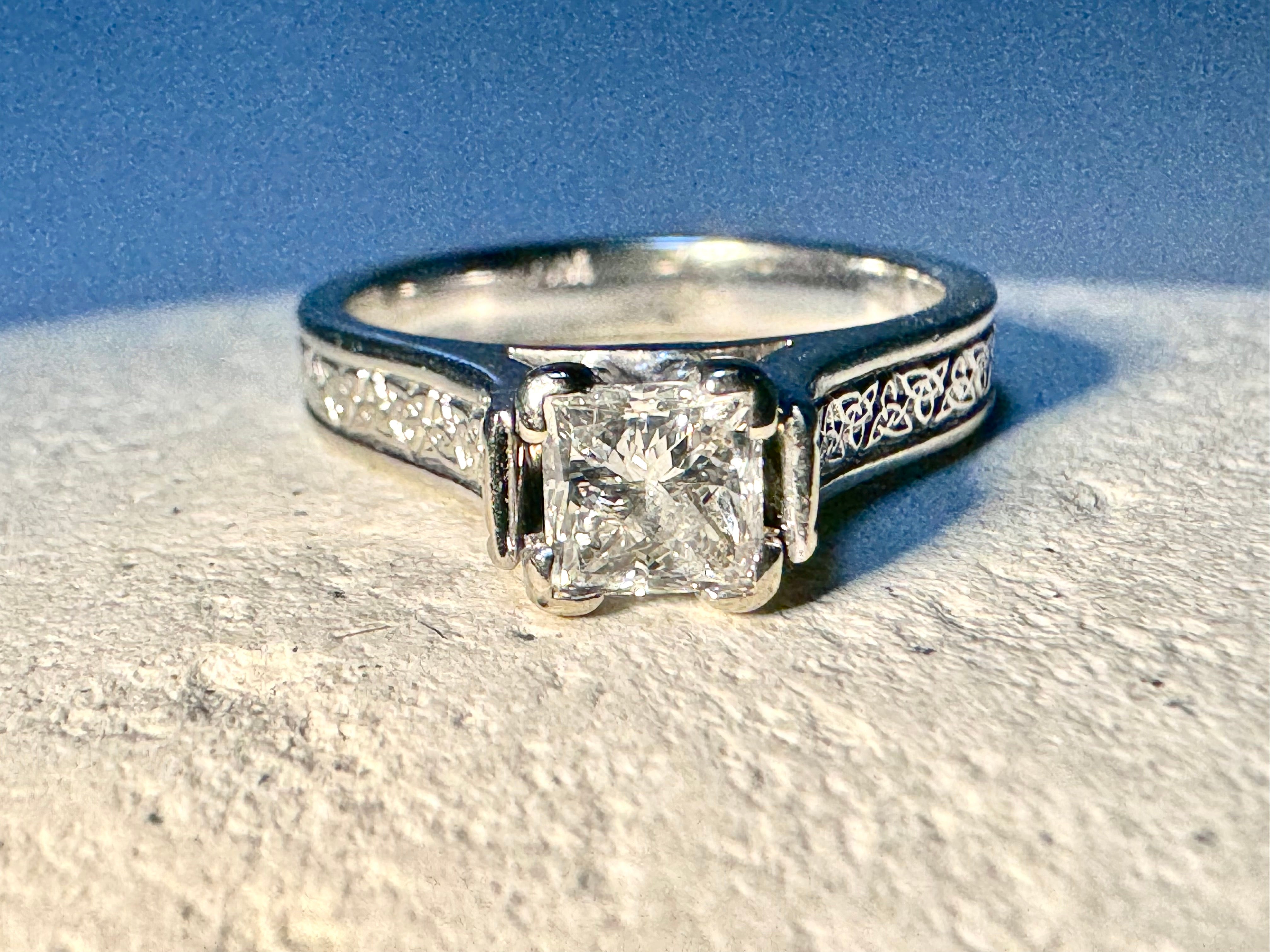 Diamond Princess Cut Celtic Bridal Set