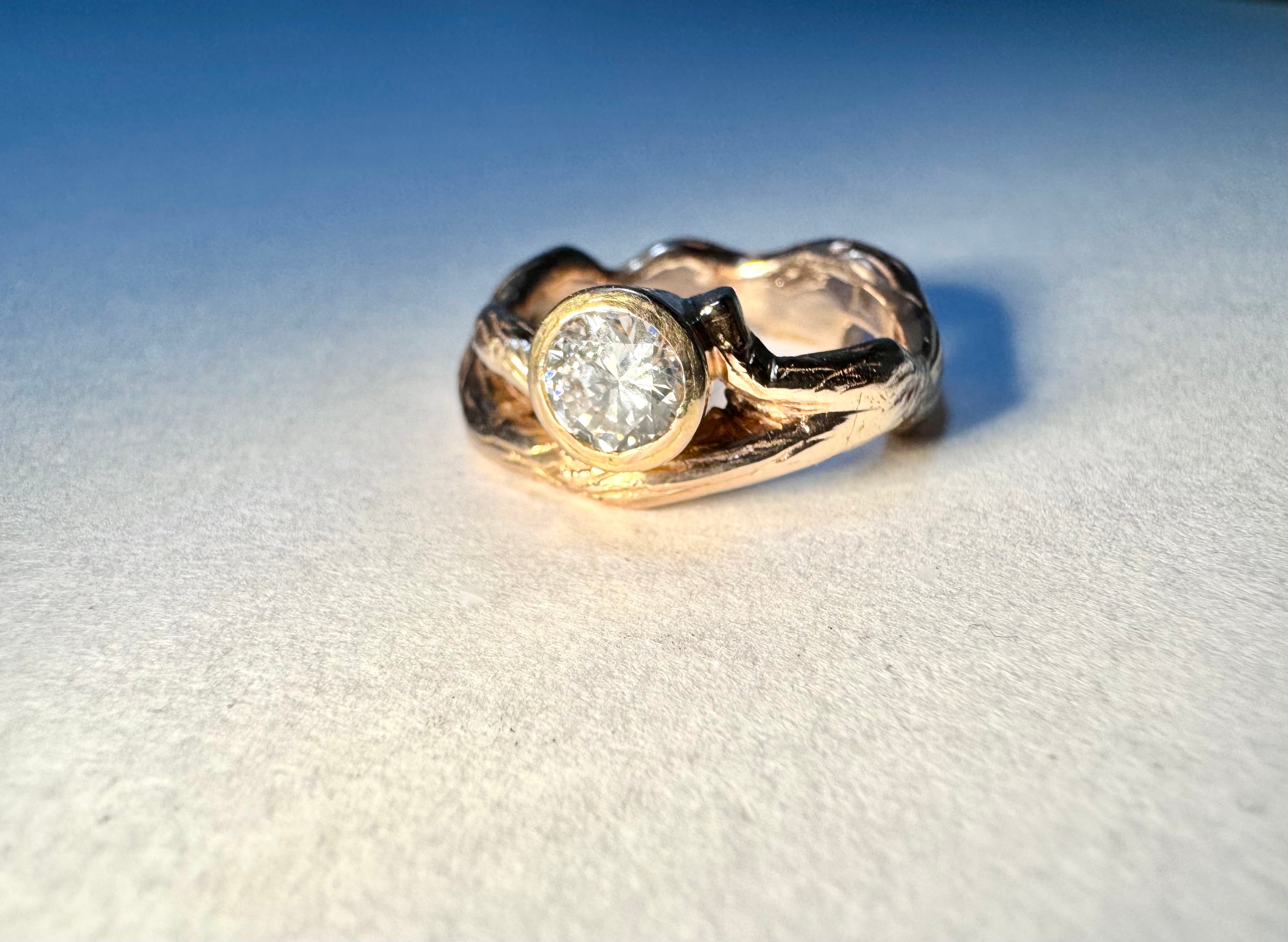 Diamond Bark Rose Gold Ring