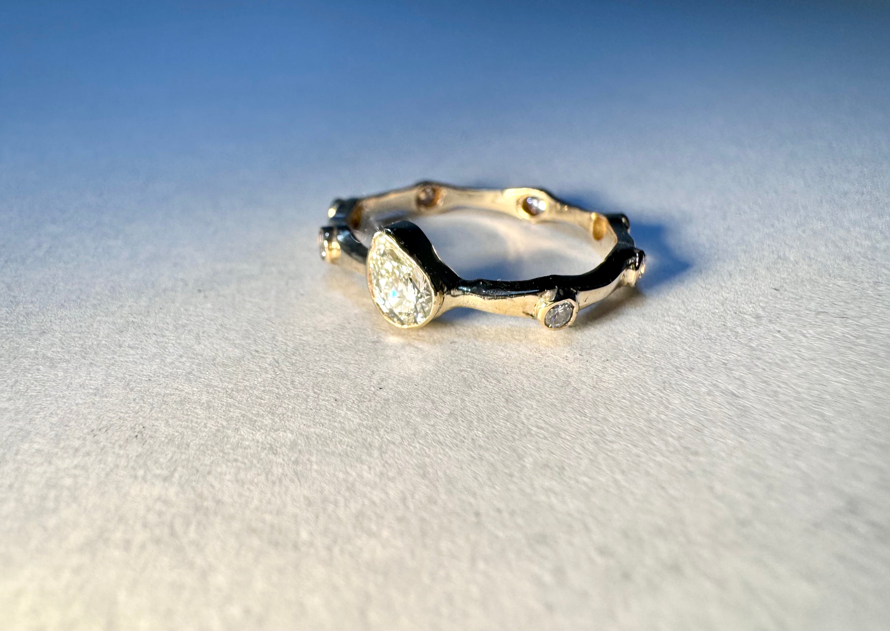 Diamond Pear Multi 14k Band