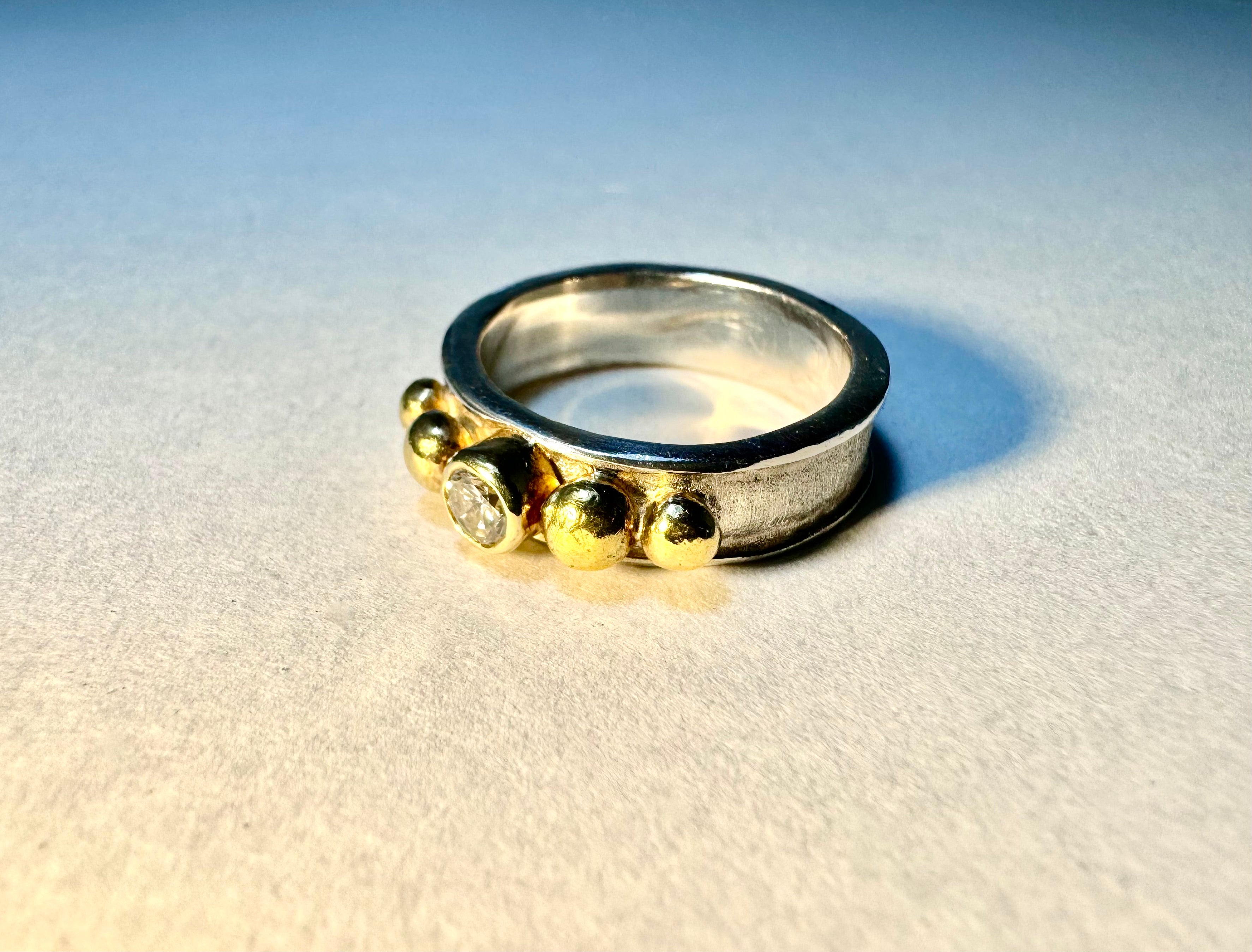 Diamond 24k Bead Ring