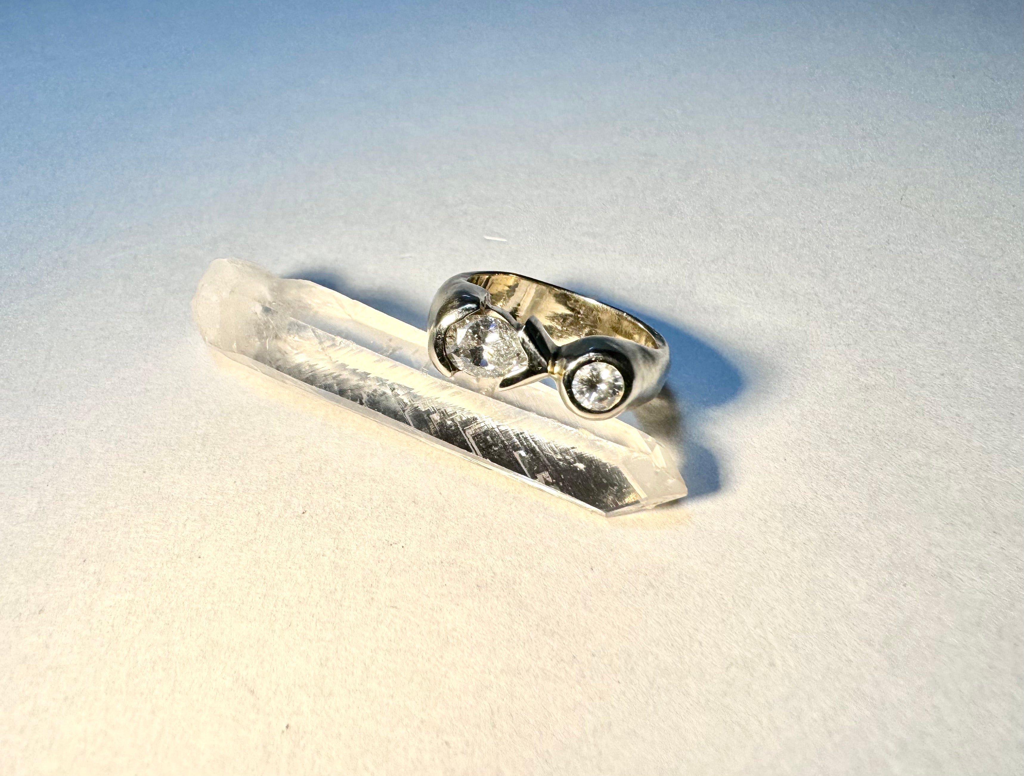 Diamond Pear & Round 14K White Gold Ring