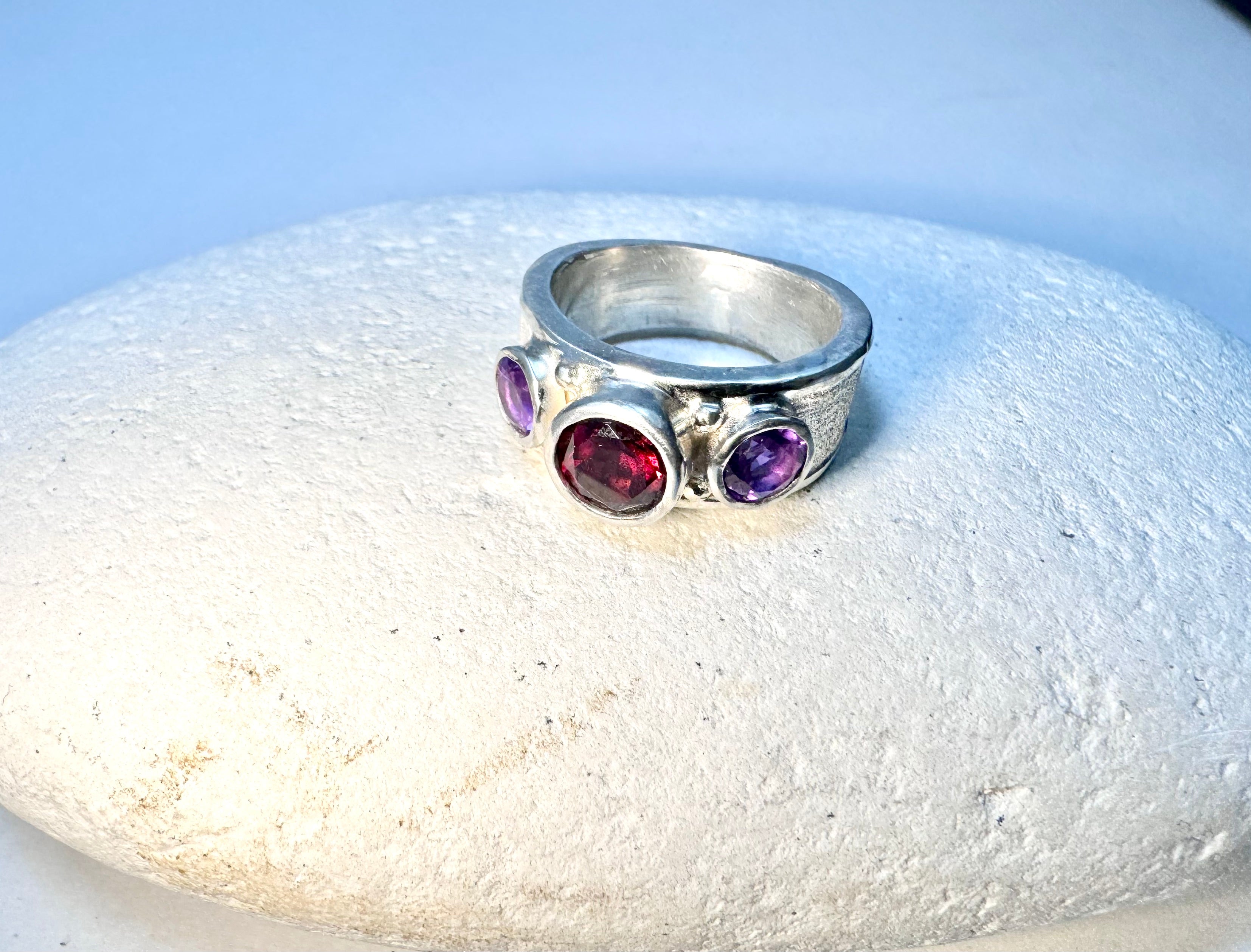 Garnet & Amethyst Sterling Ring