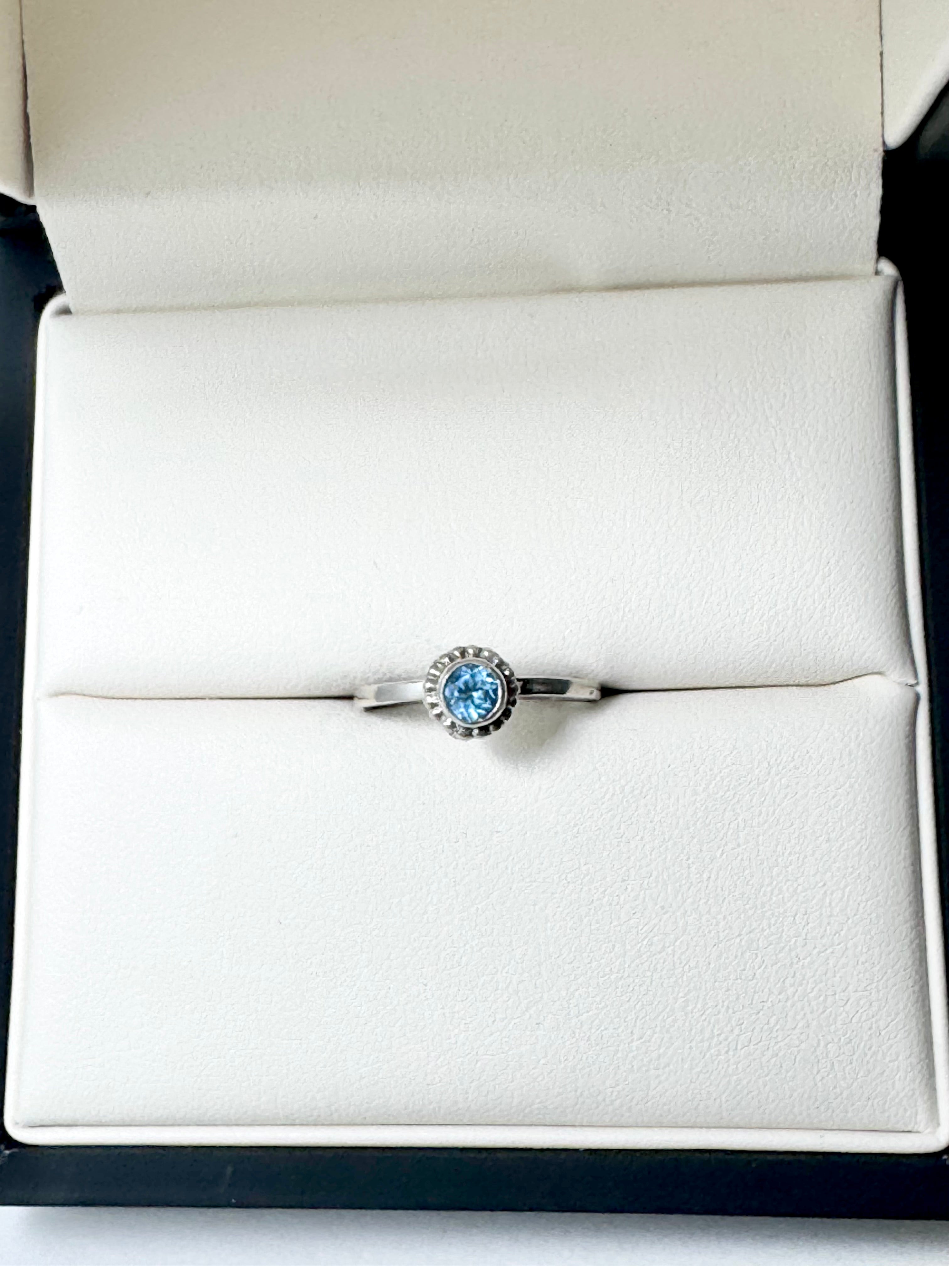 Blue Topaz Beaded Sterling Ring