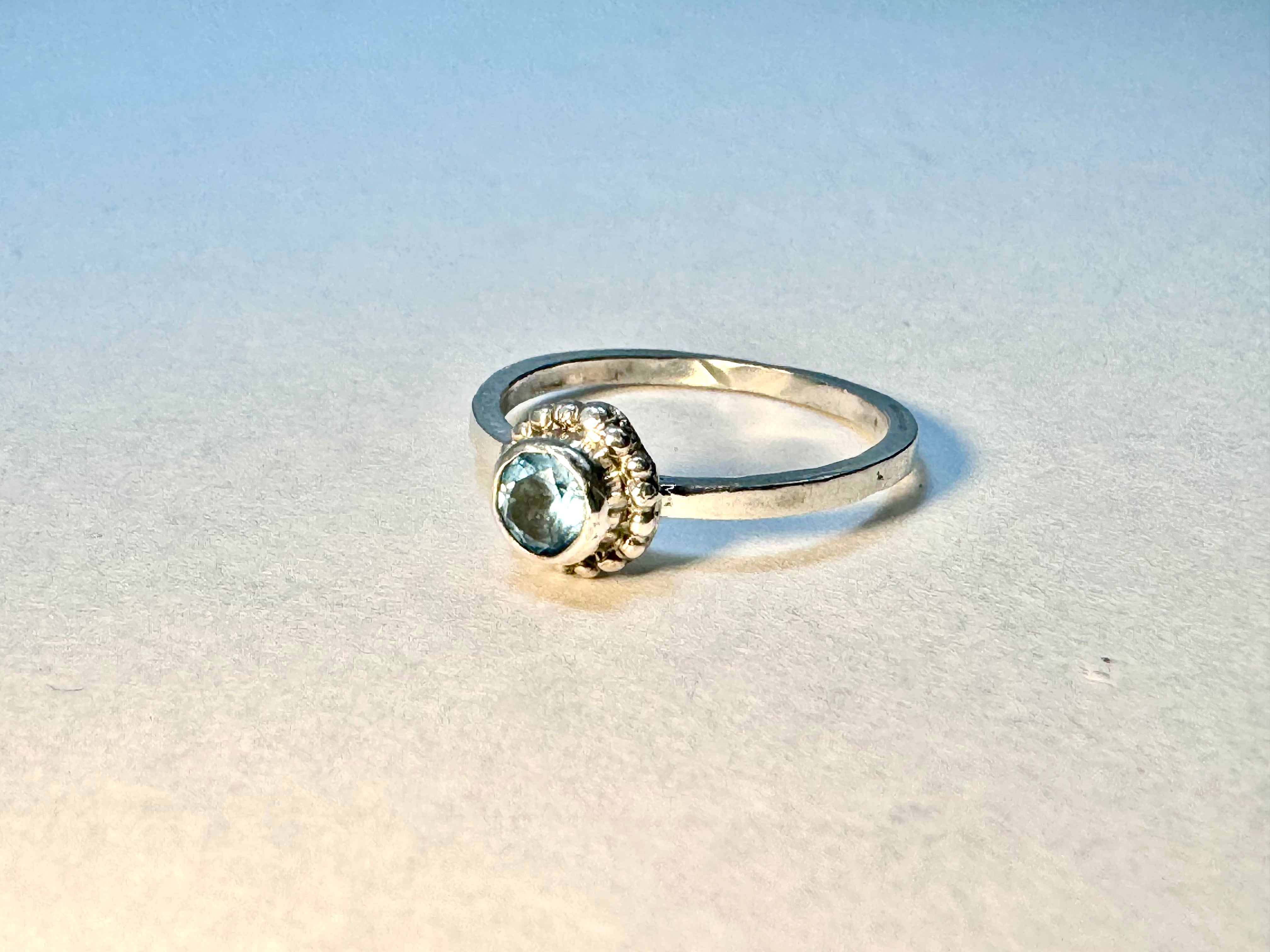 Blue Topaz Beaded Sterling Ring