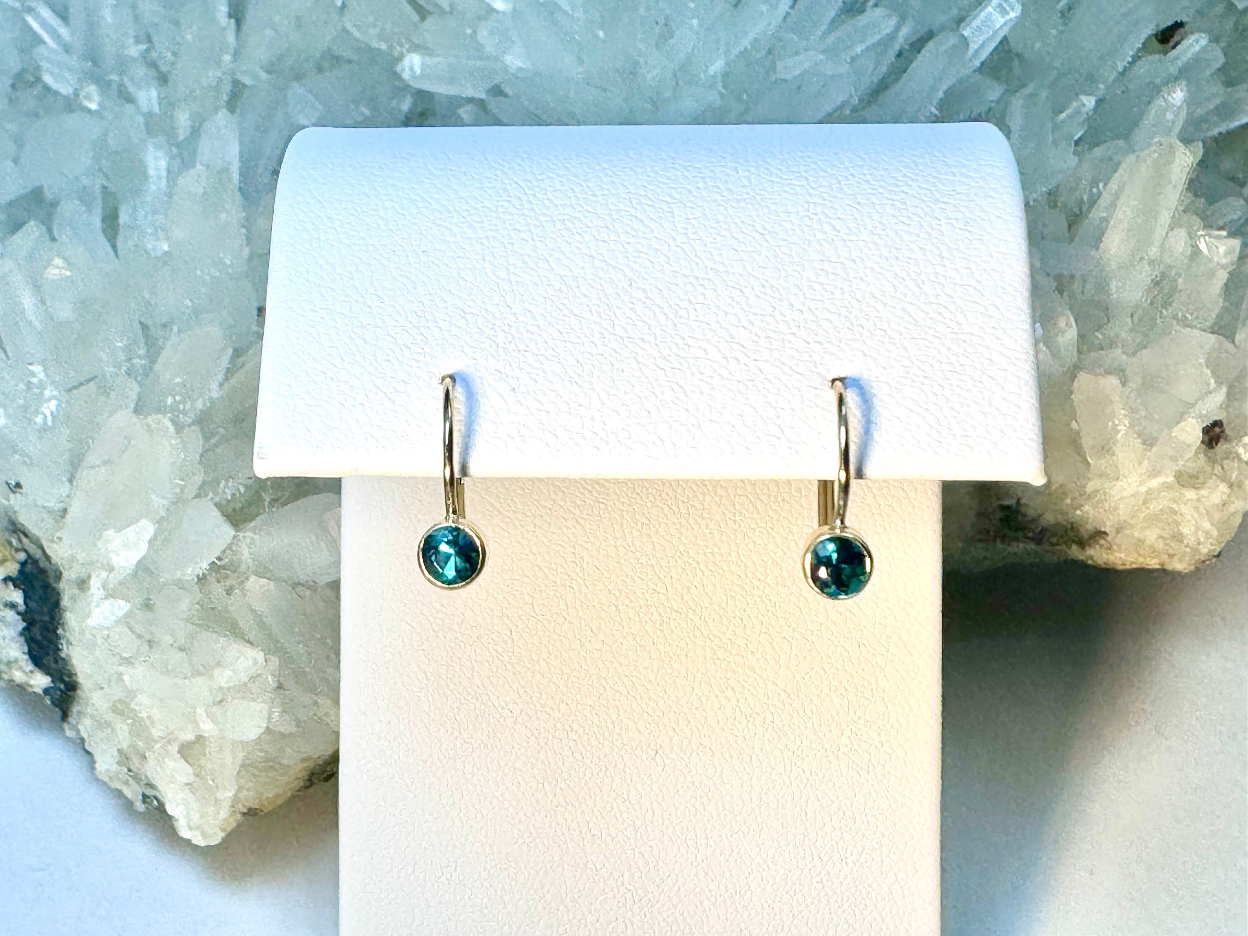 Blue Green Tourmaline 14k Drops