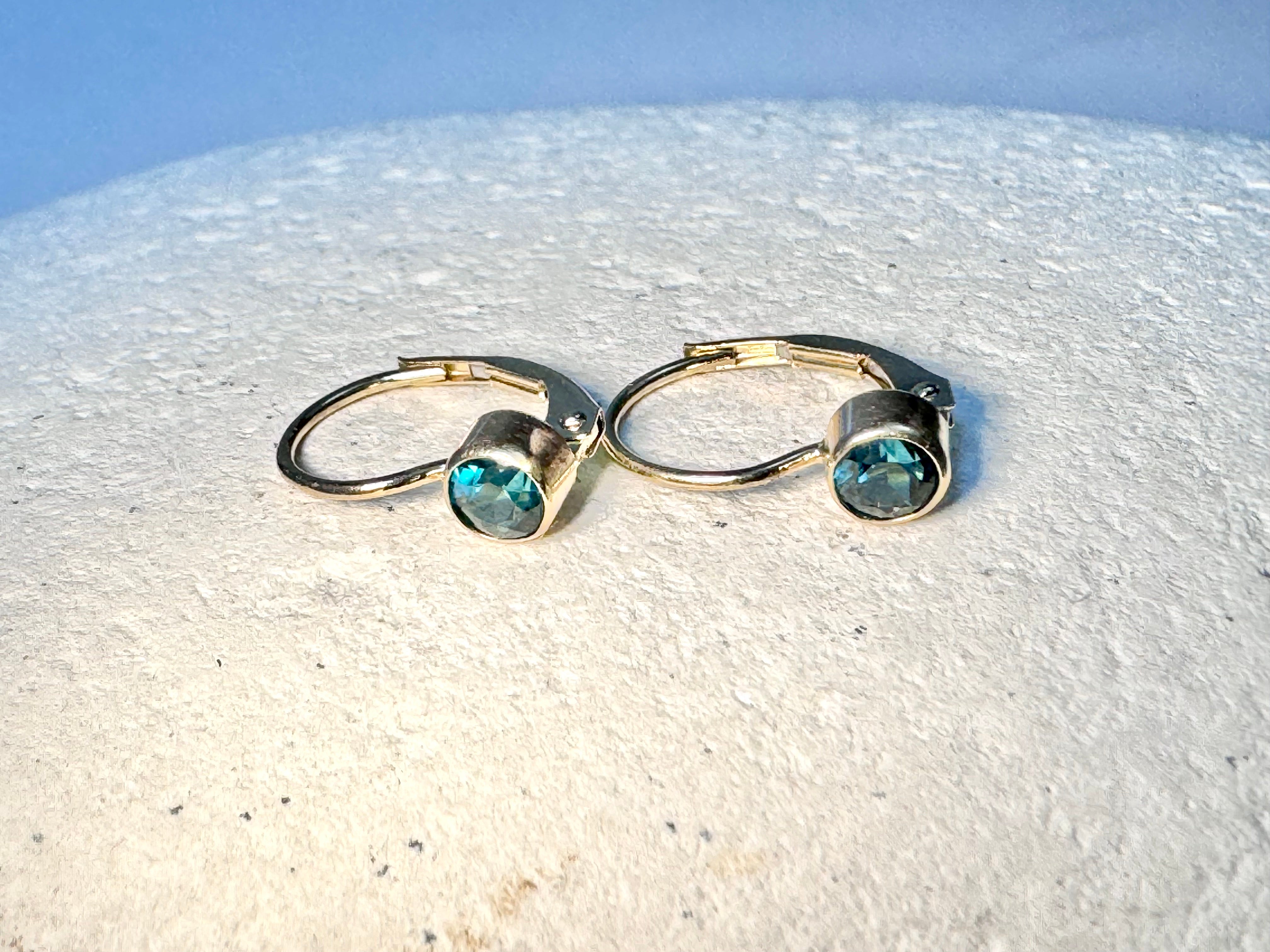 Blue Green Tourmaline 14k Drops