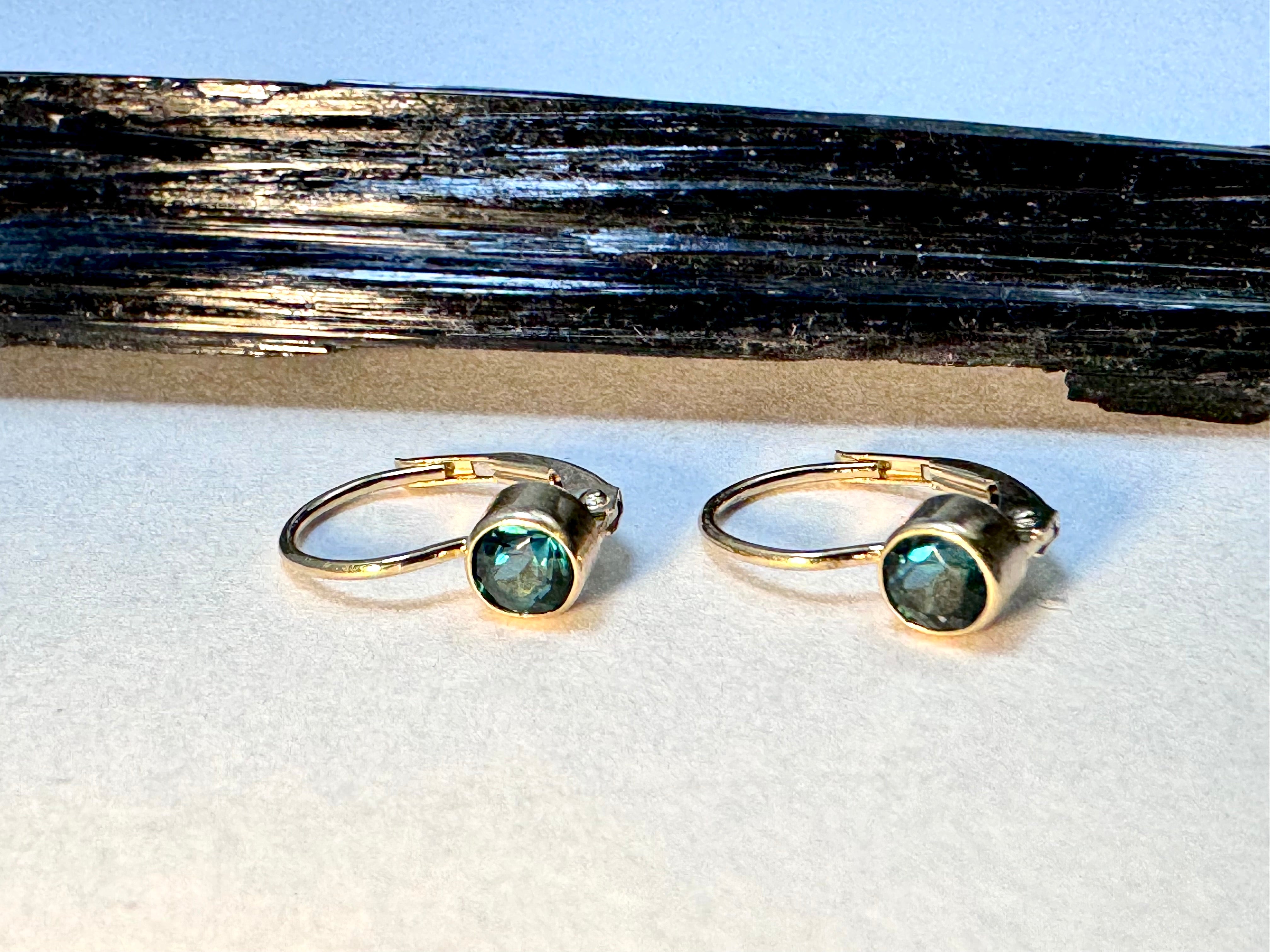 Blue Green Tourmaline 14k Drops