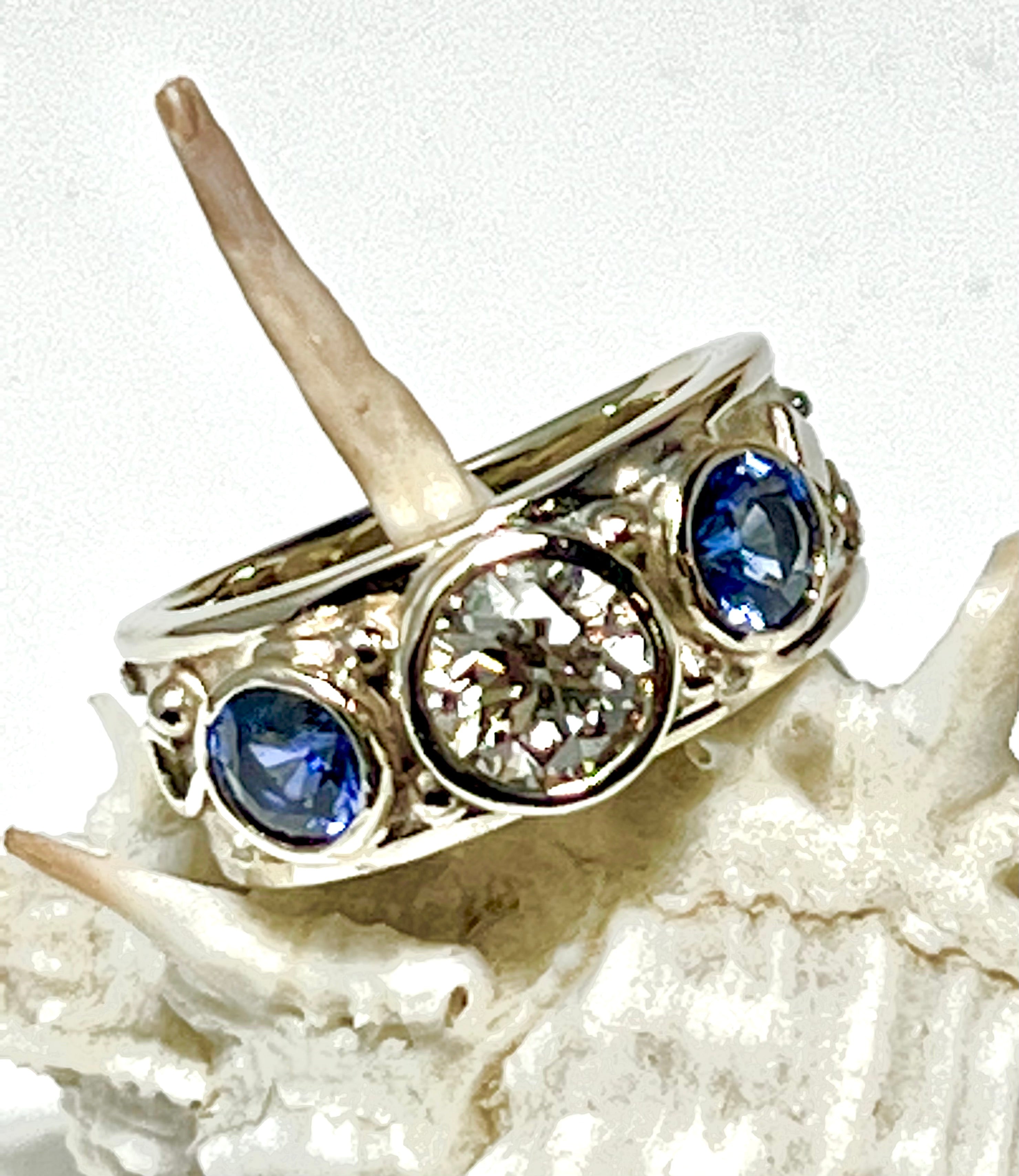 Sapphire & Diamond White Gold Ring