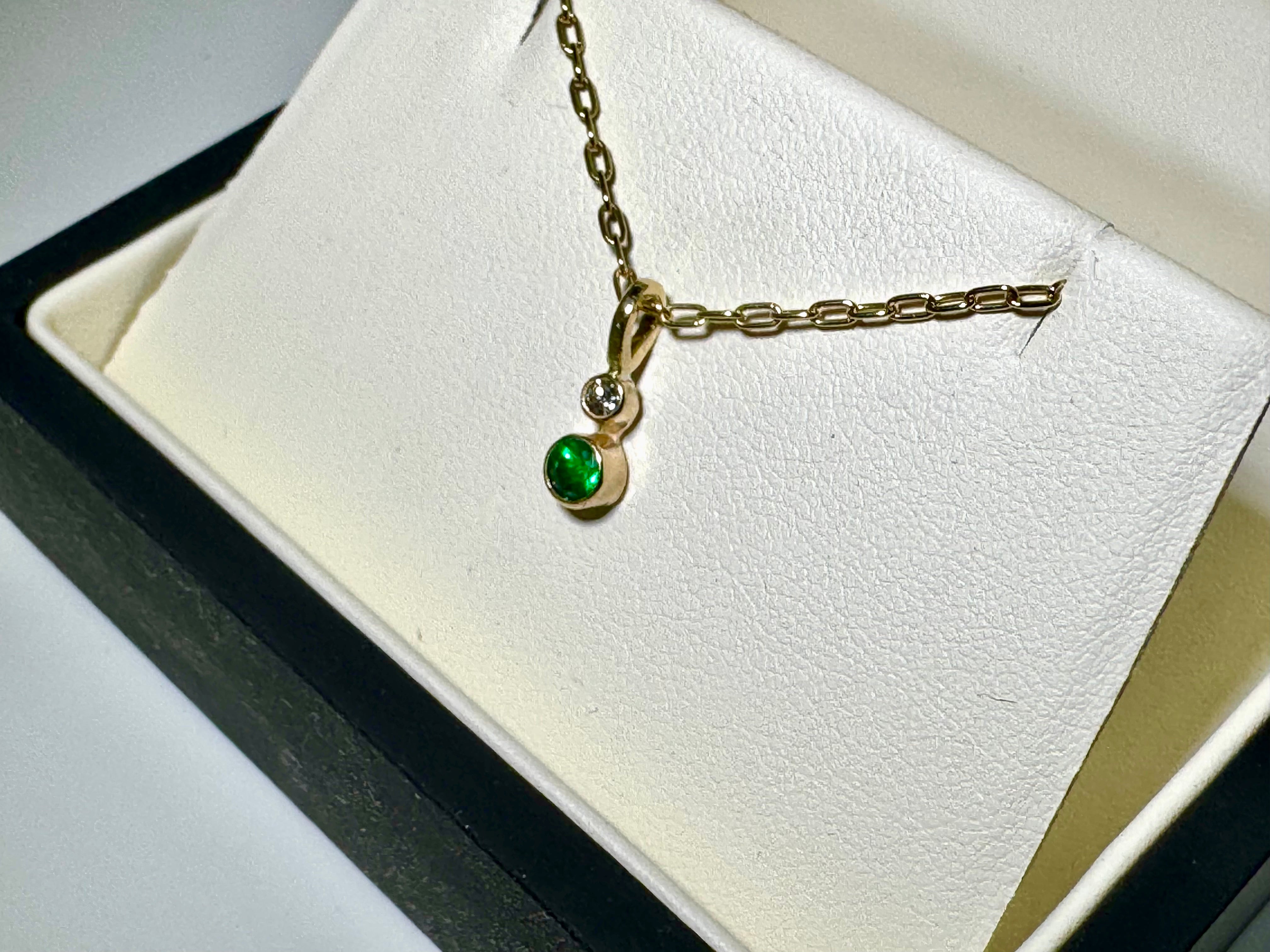 Emerald & Diamond 14k Pendant