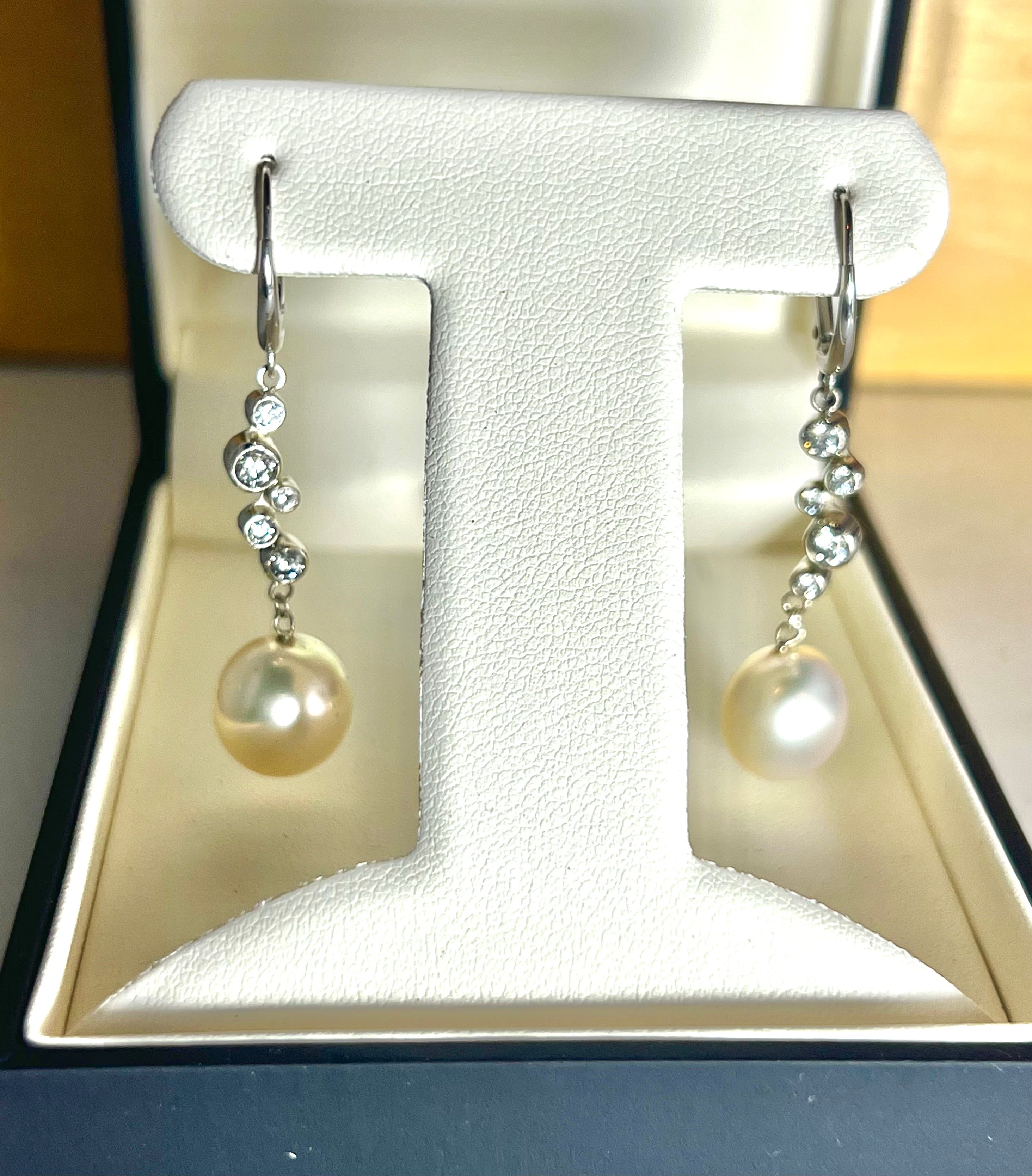 Diamond & Golden South Sea Gold Earrings