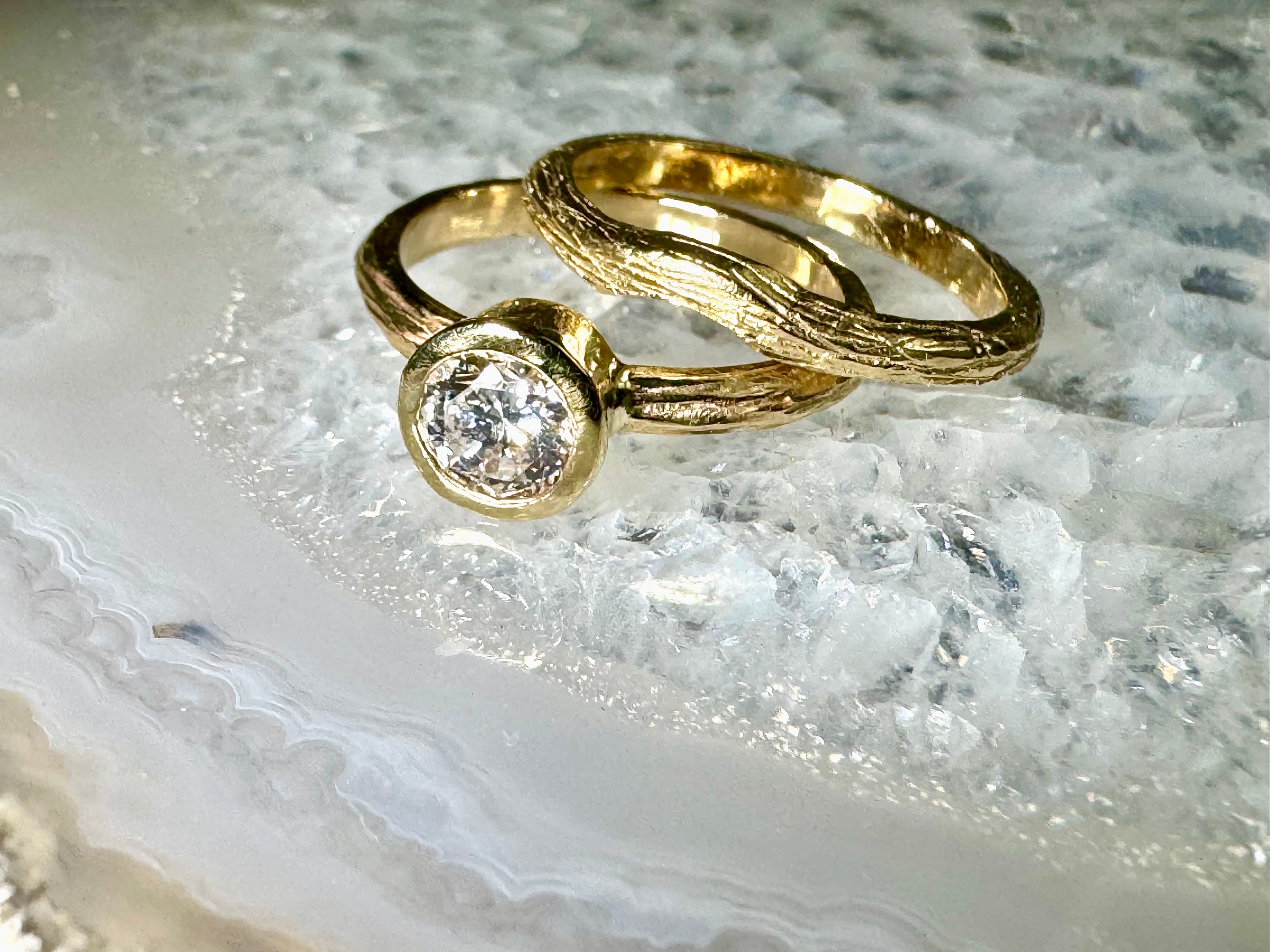 Diamond Bark 14k Bridal Set