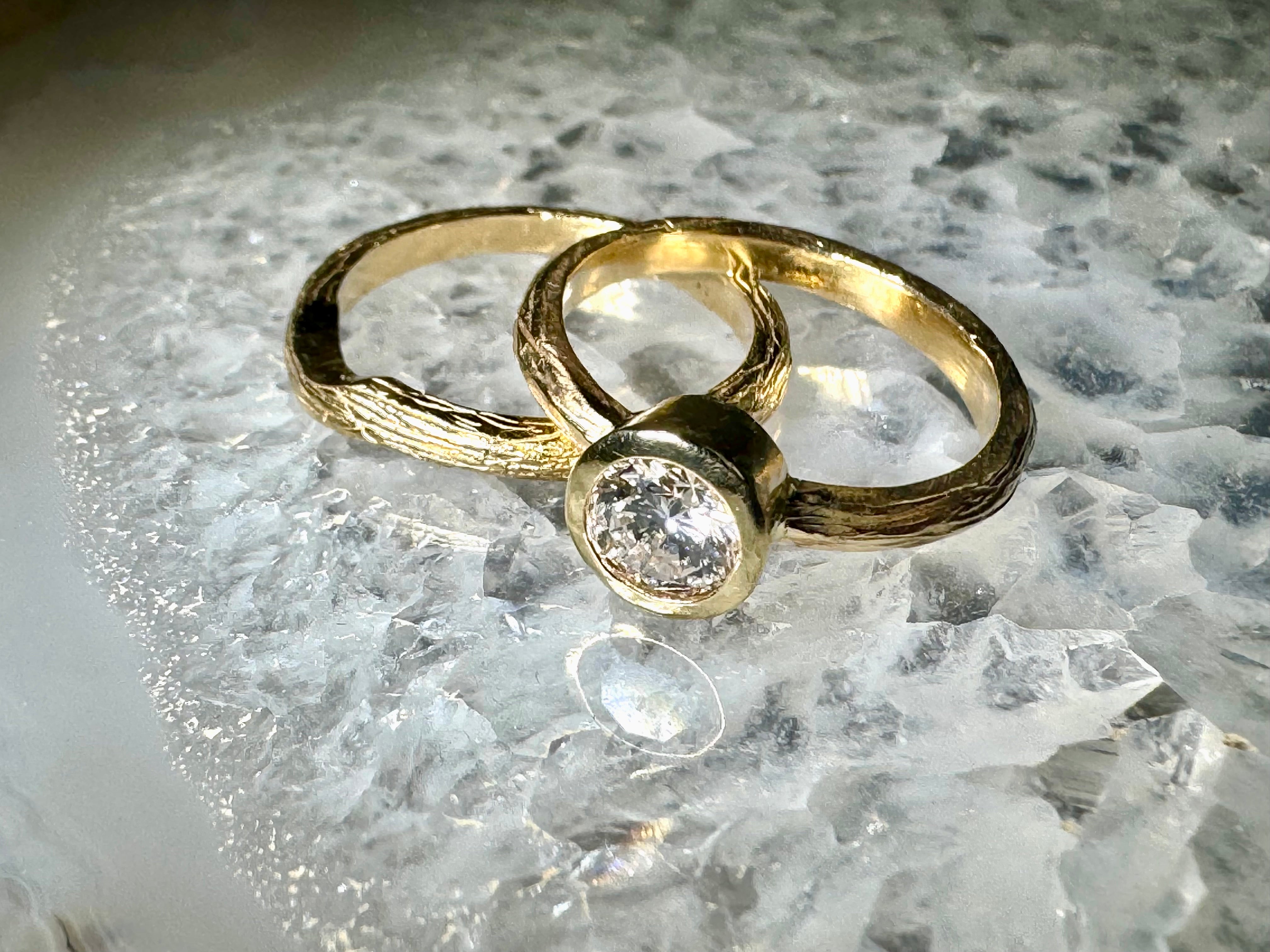 Diamond Bark 14k Bridal Set