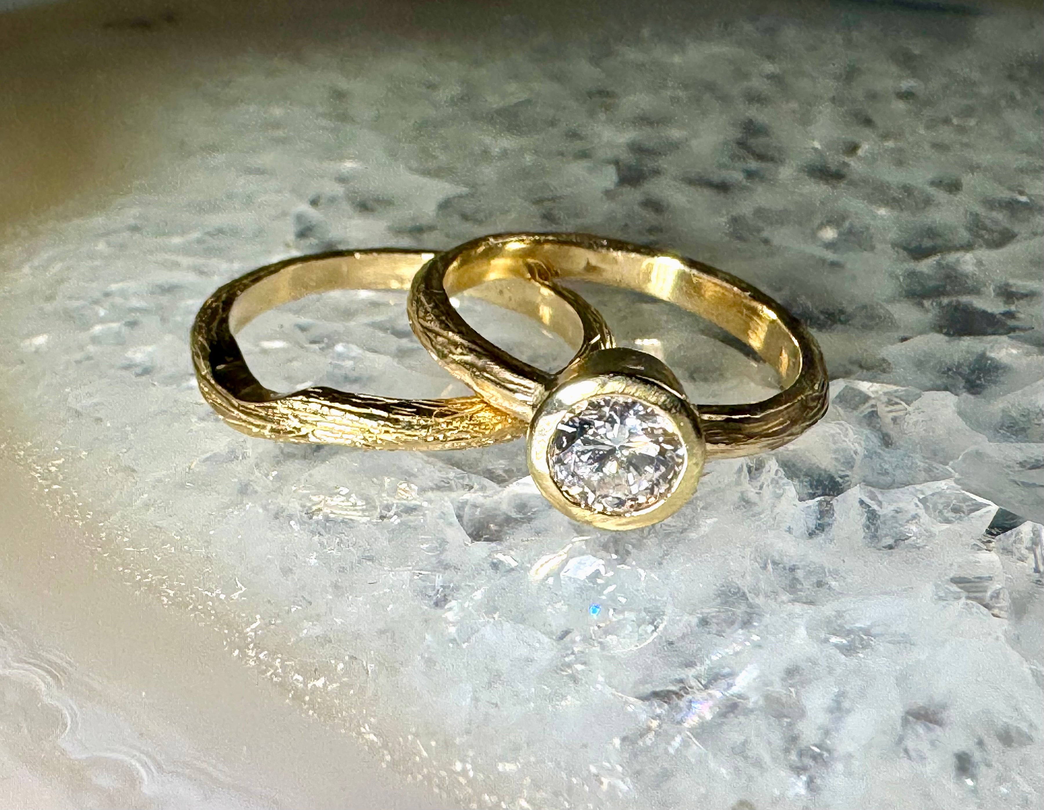 Diamond Bark 14k Bridal Set