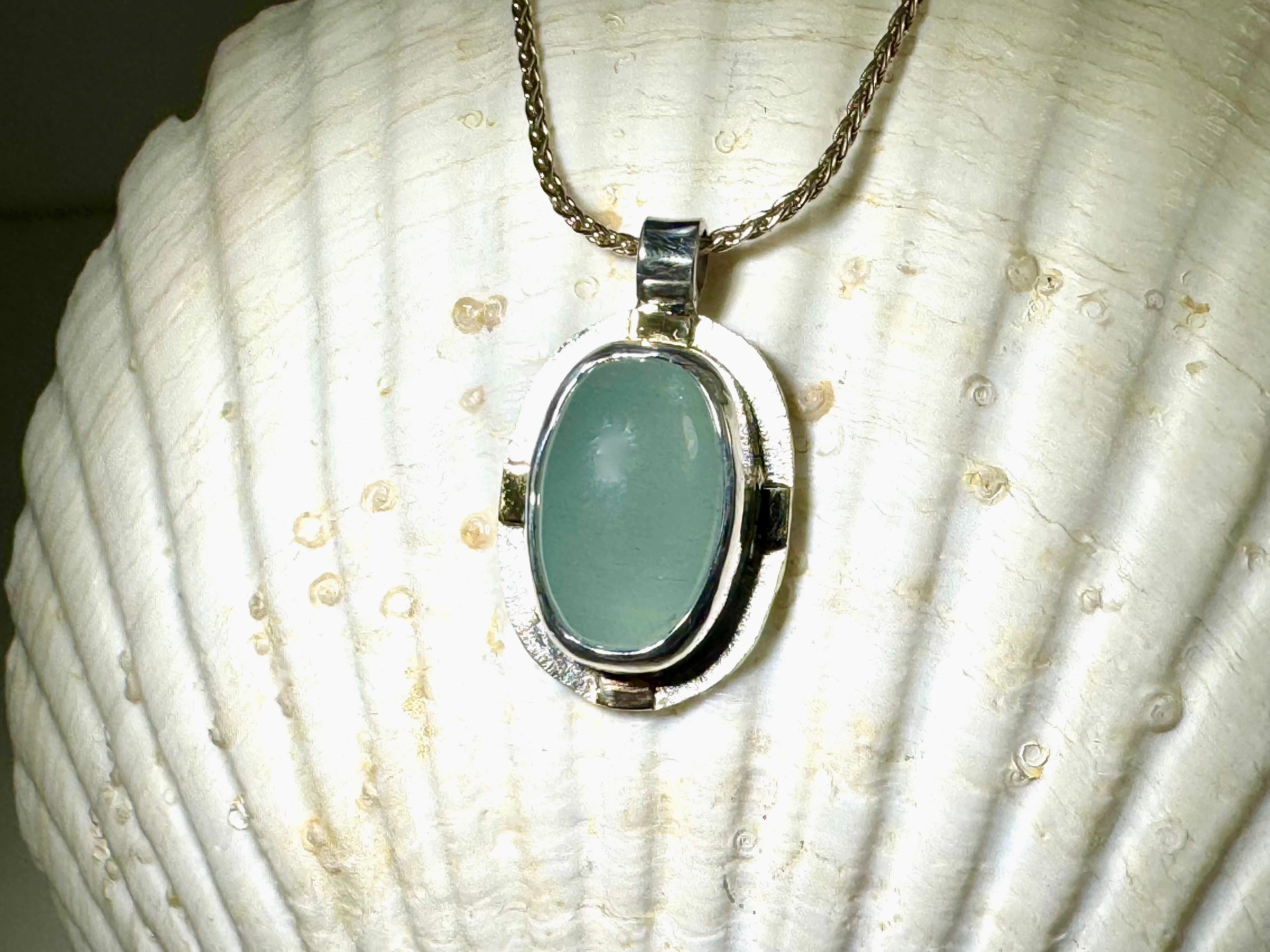 Aquamarine Sterling & 18k Pendant