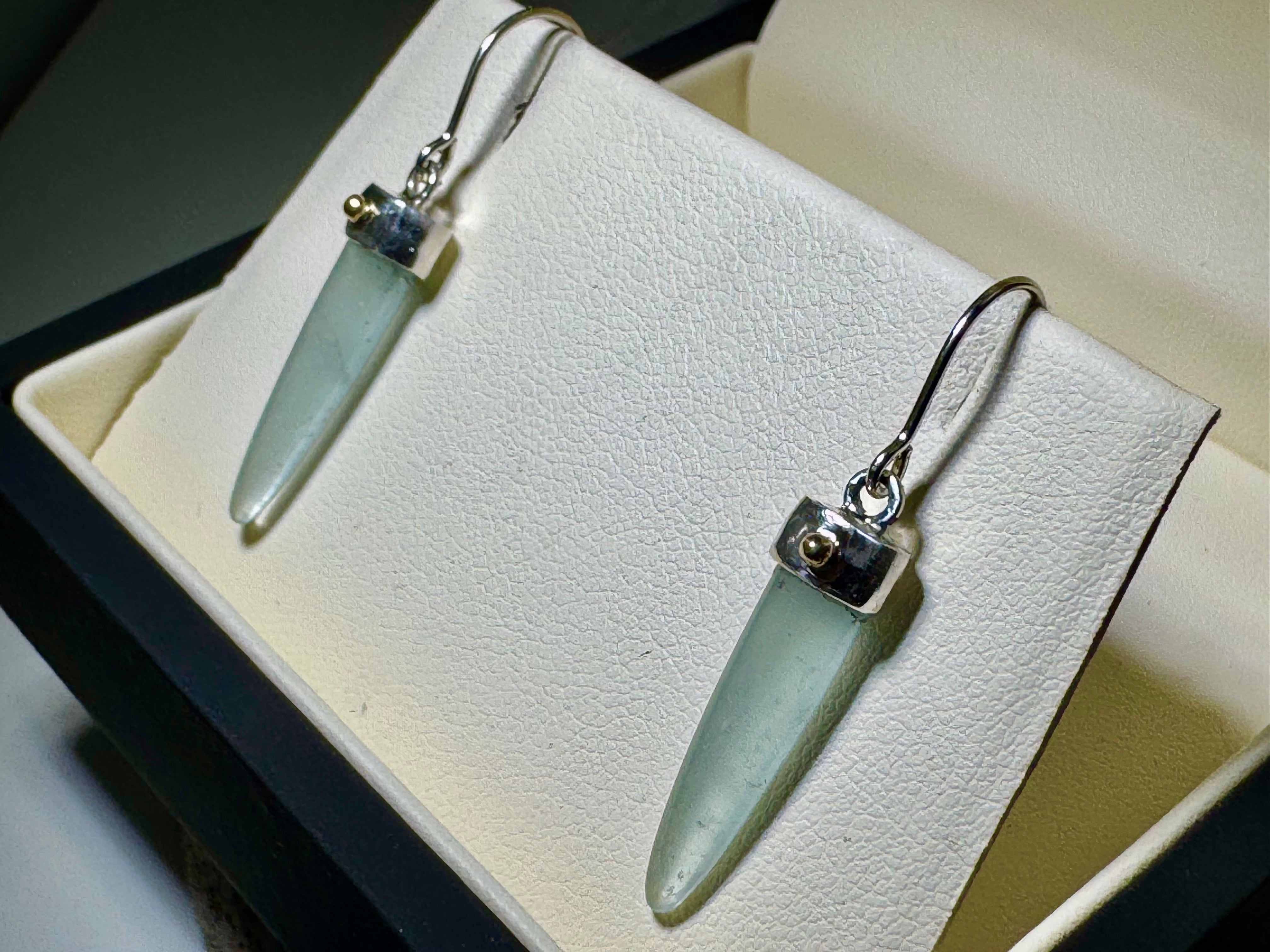 Aquamarine Tongue Two Tone Earrings