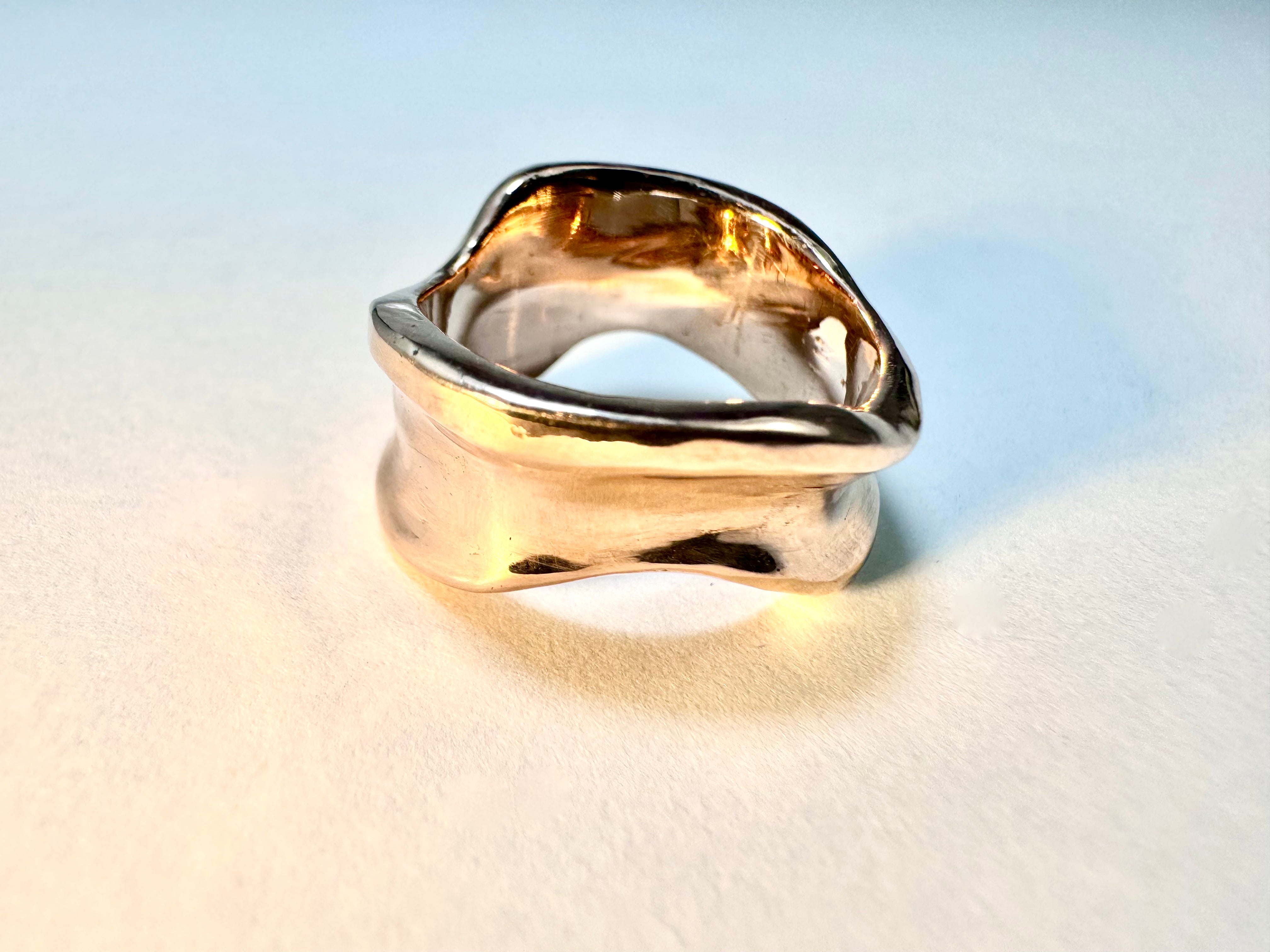 Wide Free Form 14k Rose Gold Band