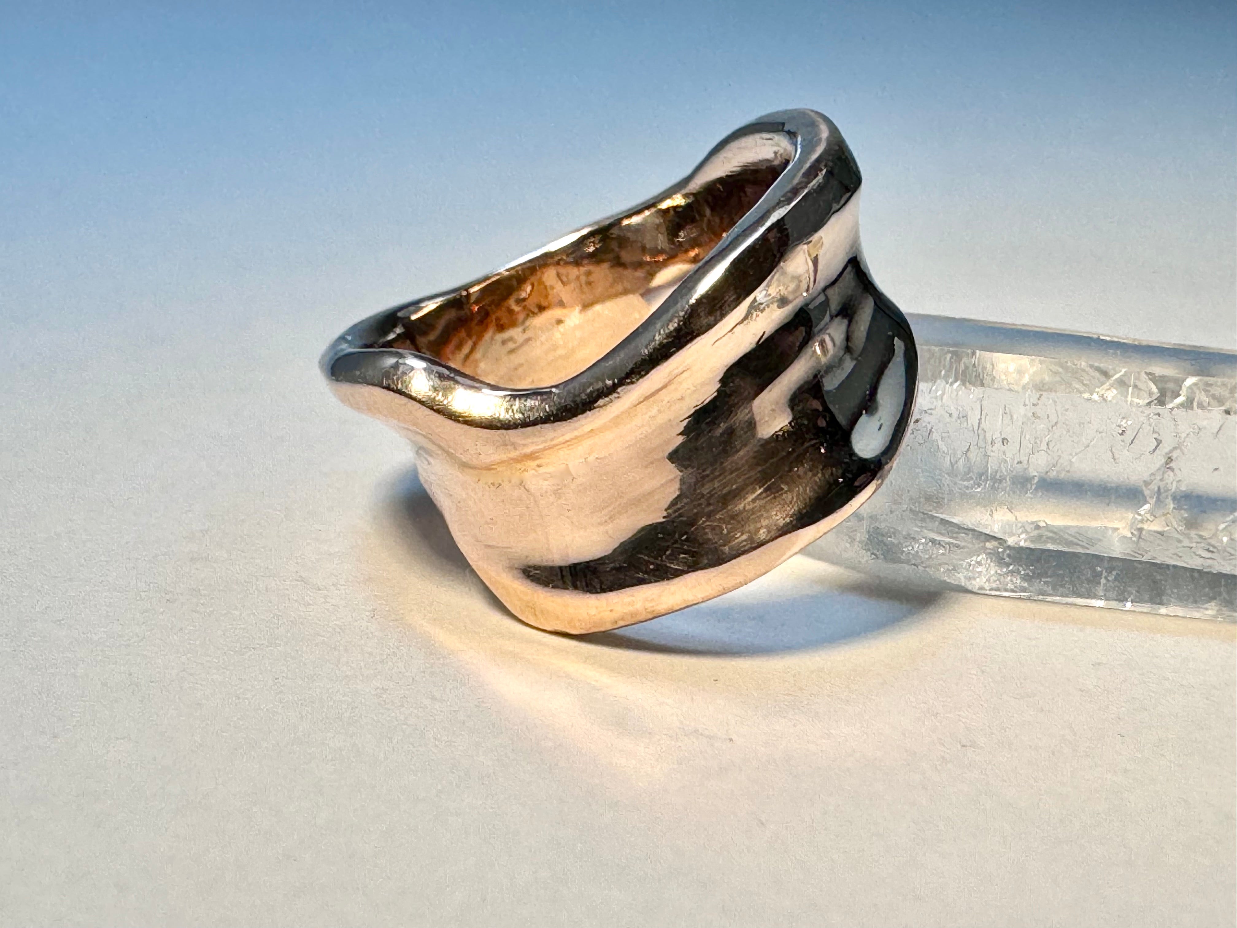 Wide Free Form 14k Rose Gold Band