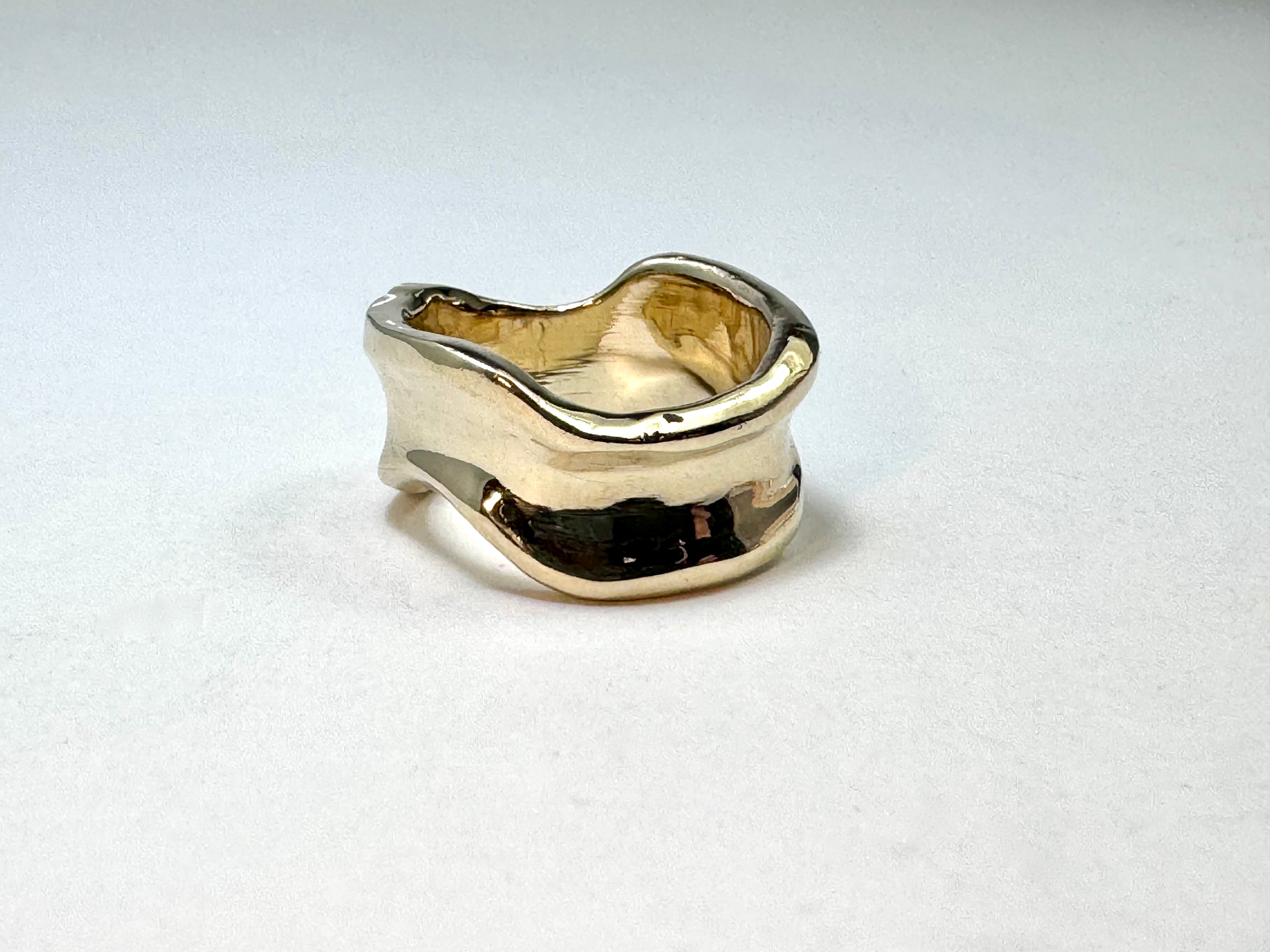 Wide Free Form 14k Yellow Gold Band
