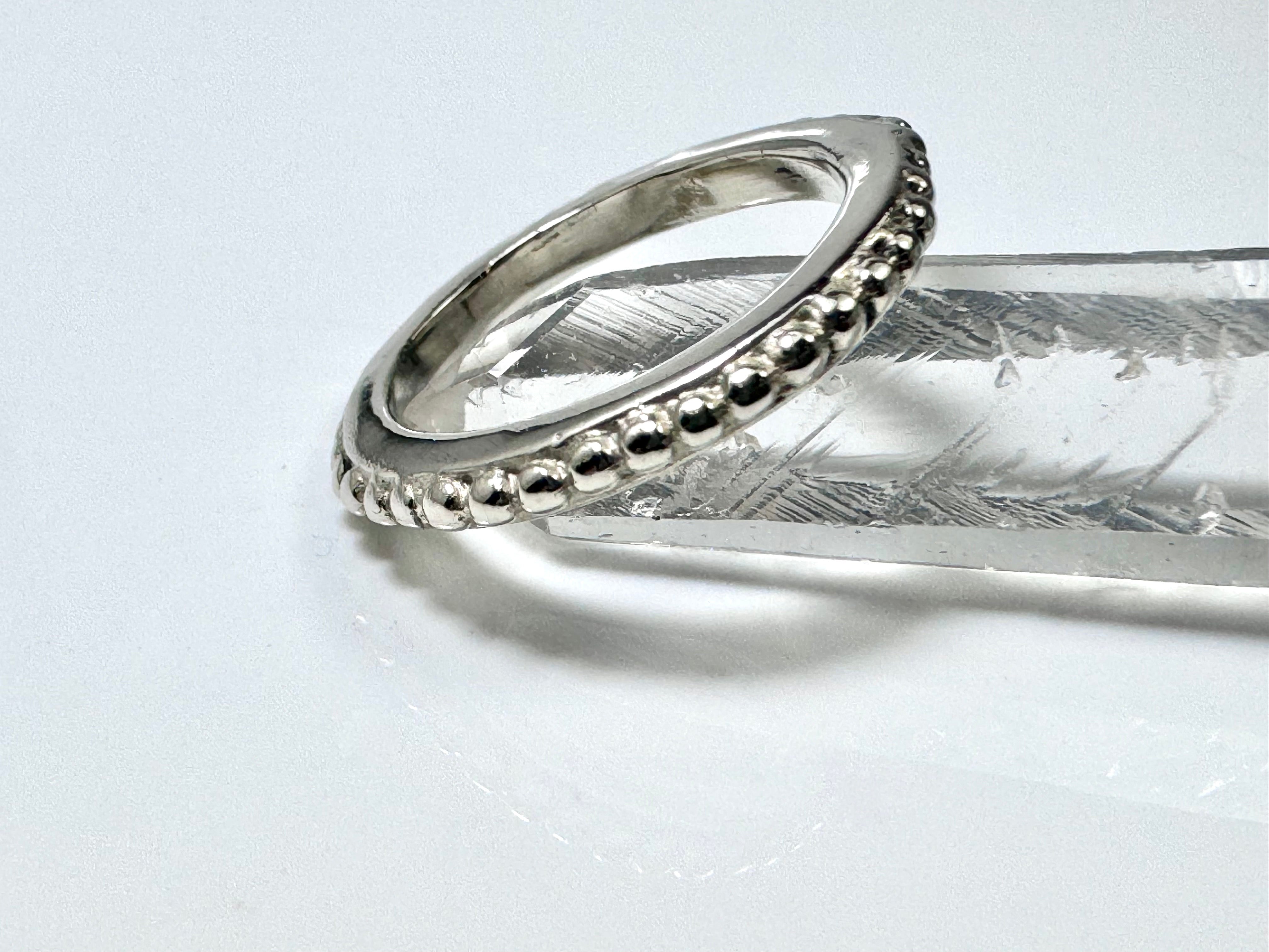 Medium Beaded 14k White Gold Band