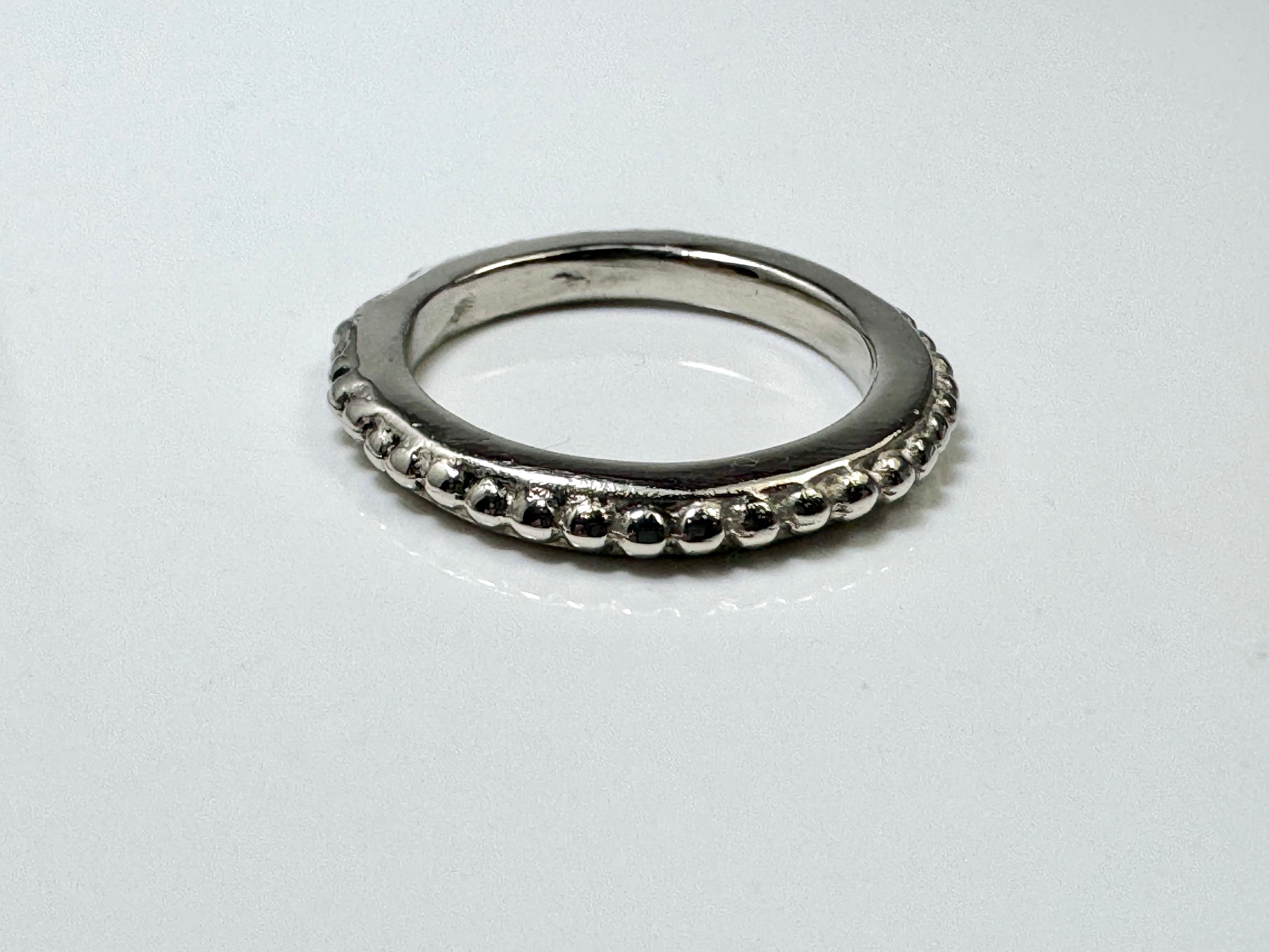 Medium Beaded 14k White Gold Band