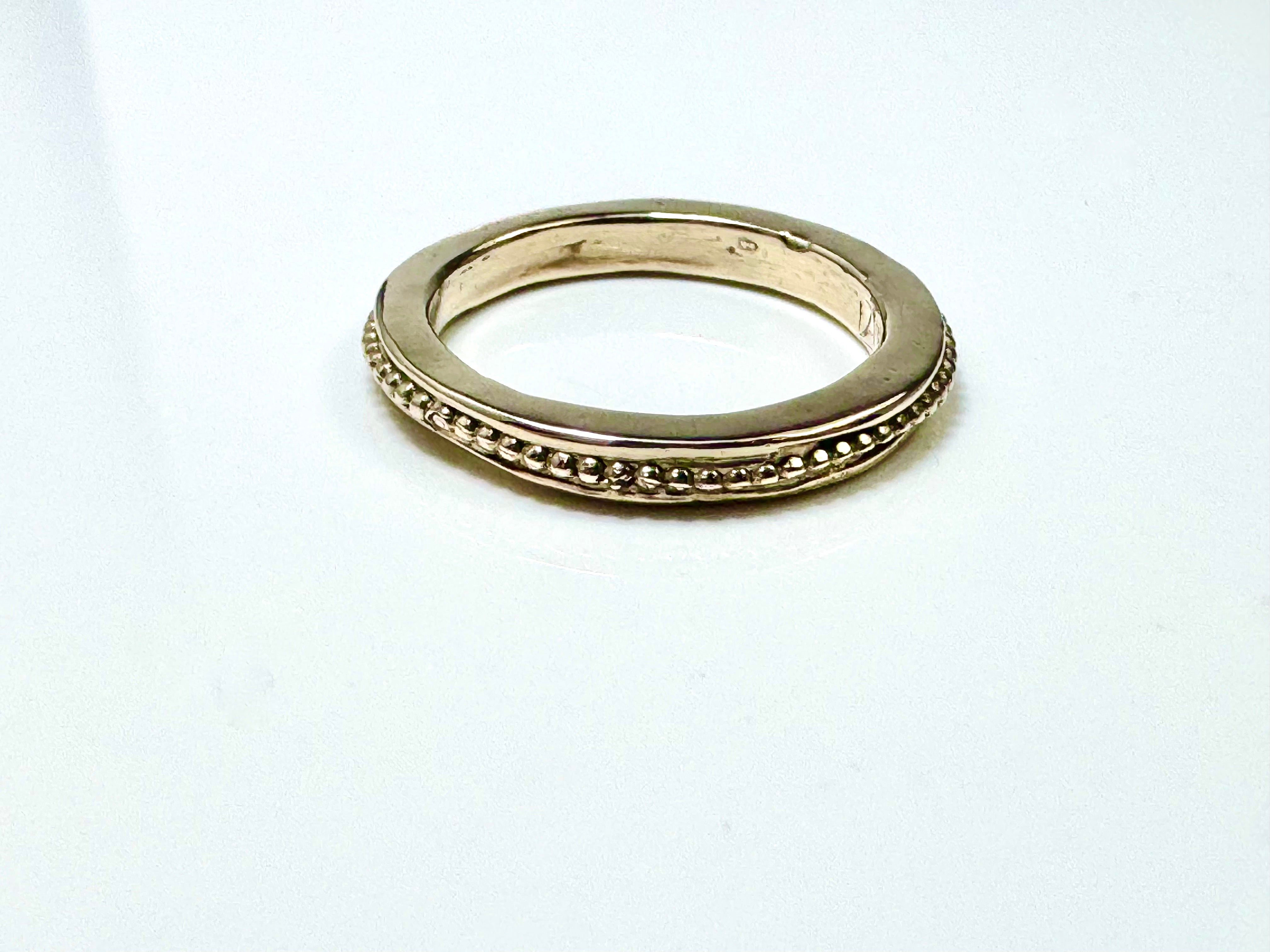 Thin Beaded 14k Yellow Gold Band