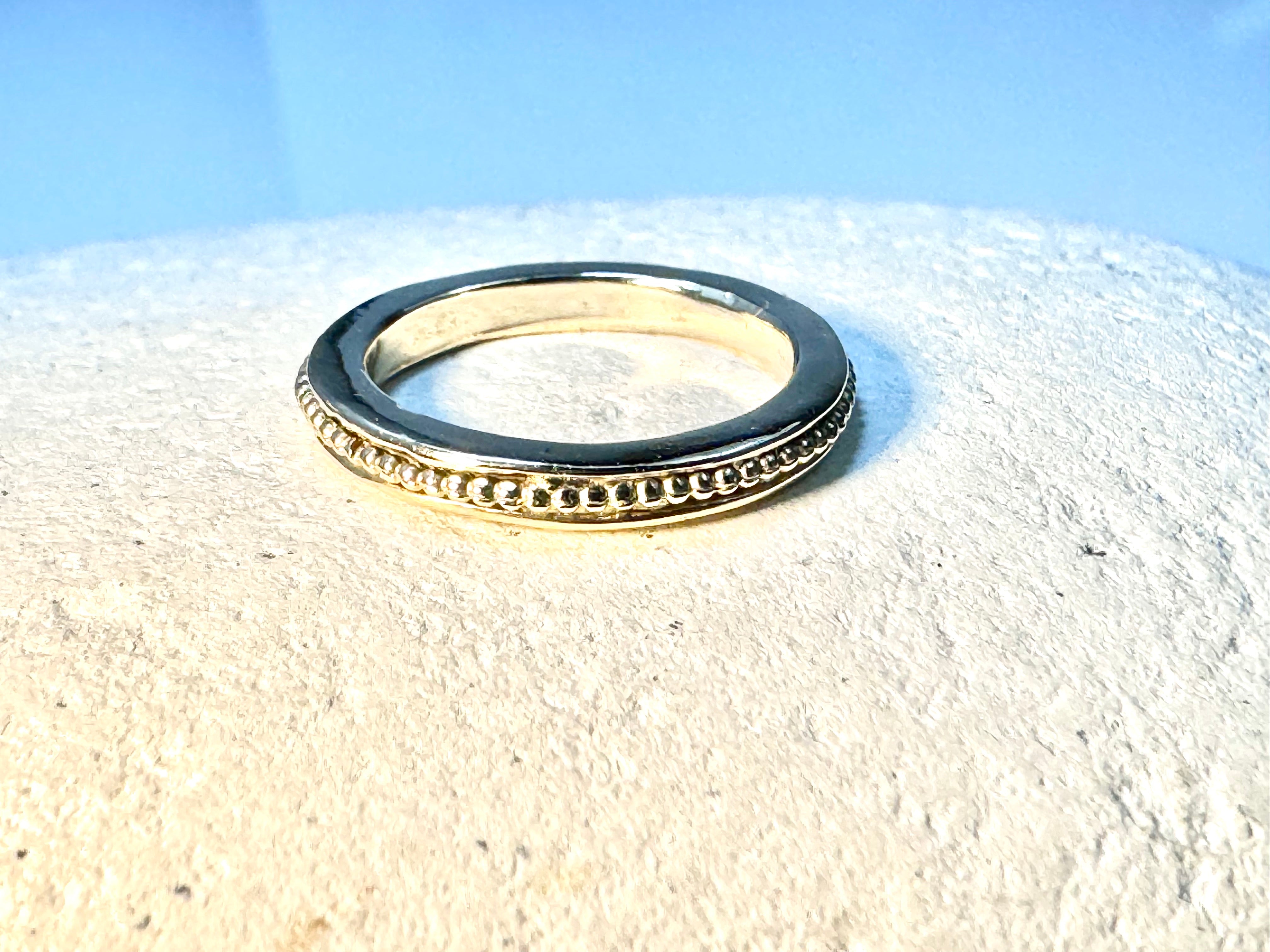 Thin Beaded 14k Yellow Gold Band